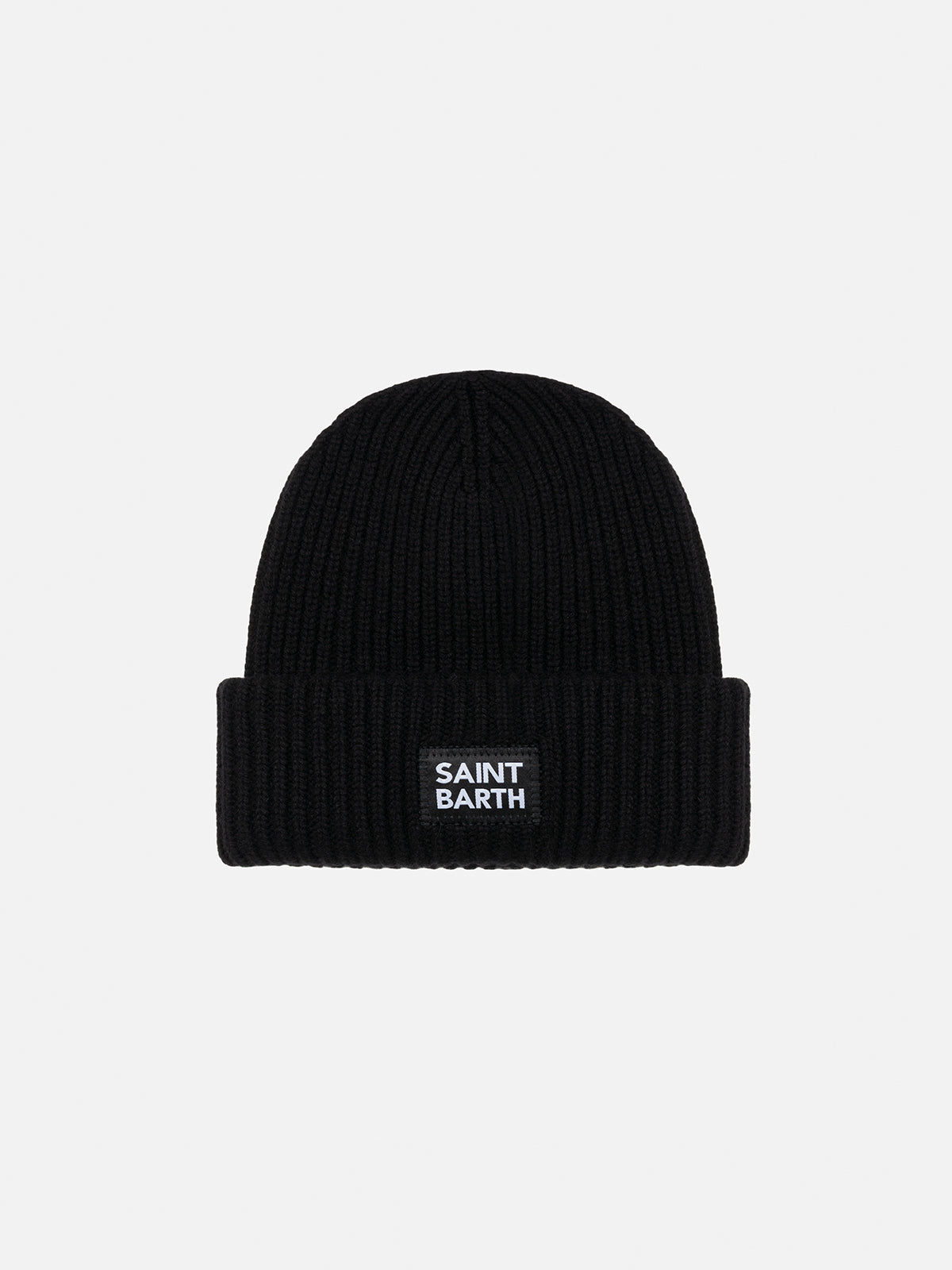 mc2-saint-barth-berry-jr-berretto-nero-a-coste-bambino-con-patch image 1