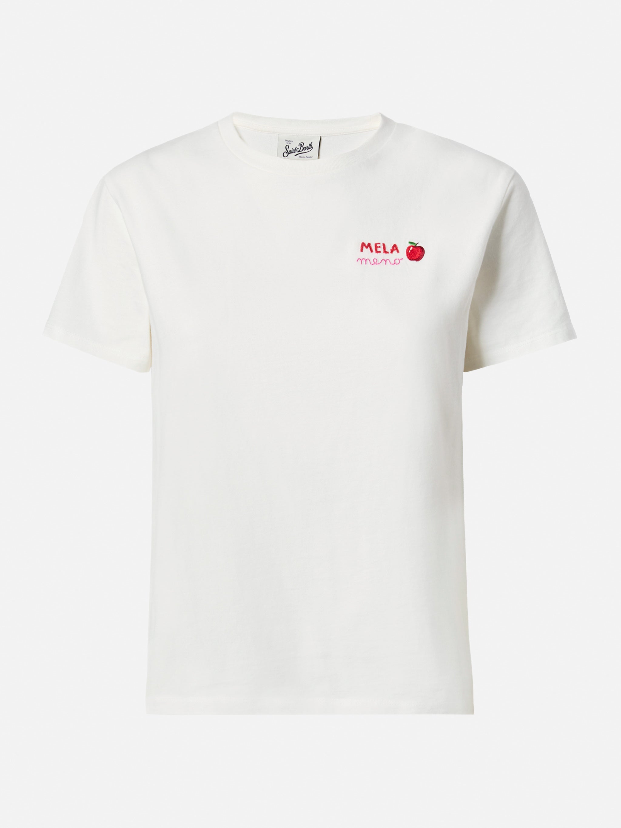 mc2-saint-barth-emilie-t-shirt-in-cotone-bianco-con-ricamo-mela-meno image 4