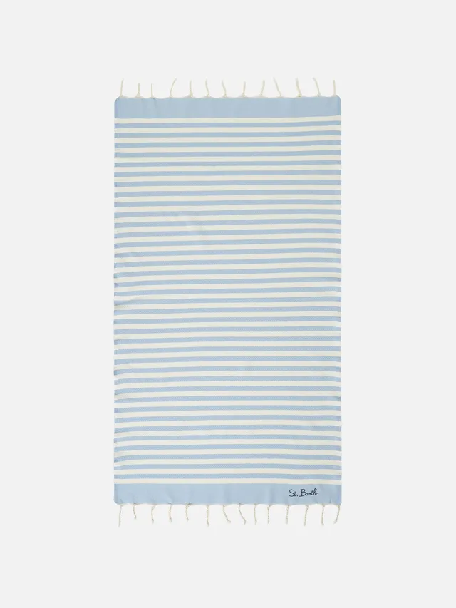 mc2-saint-barth-telo-mare-foutas-a-righe-azzurre-e-bianche-in-cotone-jacquard image 1