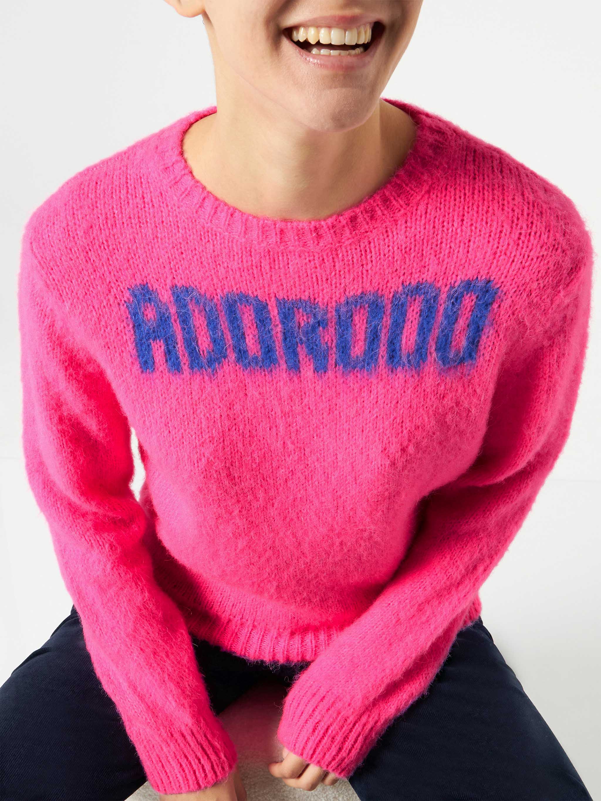 mc2-saint-barth-maglia-new-queen-soft-girocollo-con-ricamo-adorooo-fucsia-fluo image 2