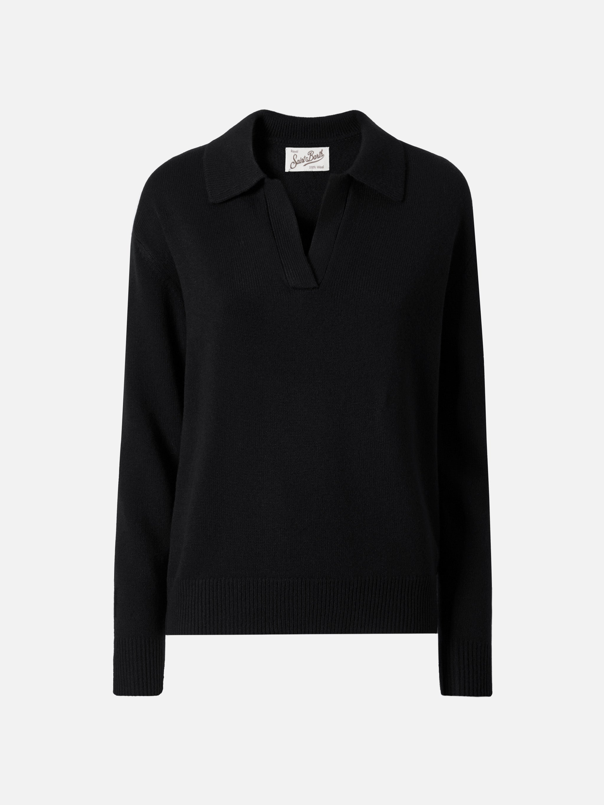 mc2-saint-barth-eze-maglione-lana-nero-collo-polo-donna image 5