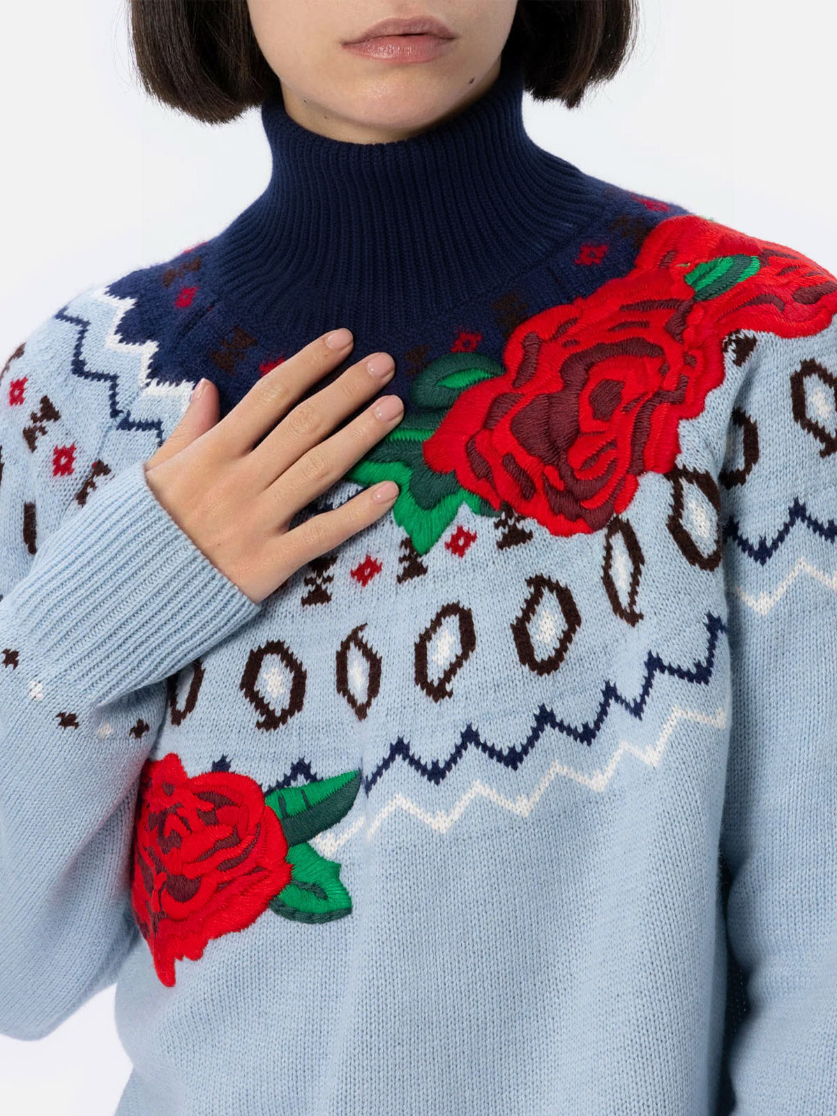 mc2-saint-barth-meghan-maglia-donna-misto-cashmere-jacquard-nordico-blu image 2