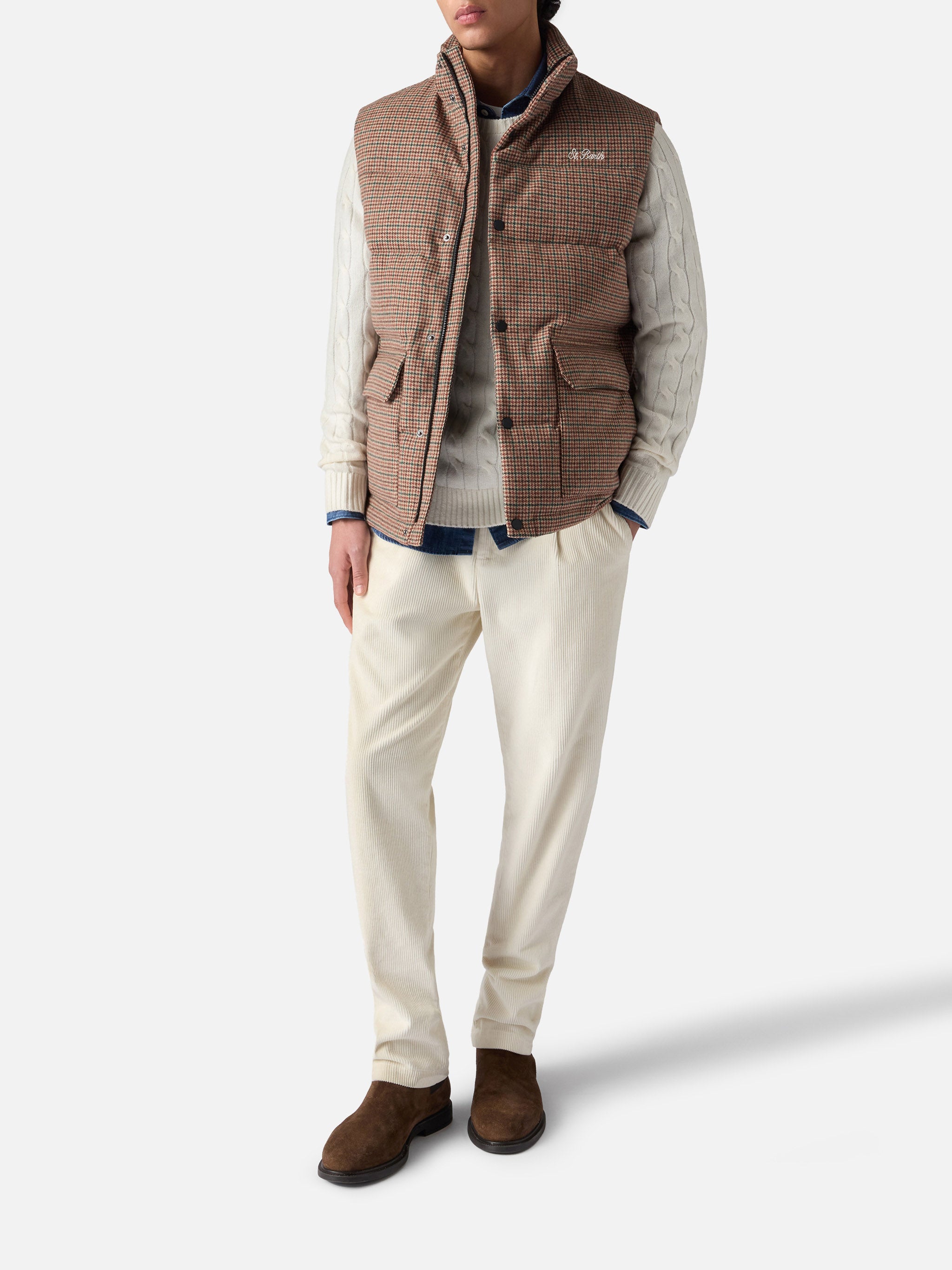 mc2-saint-barth-thunder-gilet-imbottito-in-piuma-uomo-stampa-pied-de-poule-verde image 2
