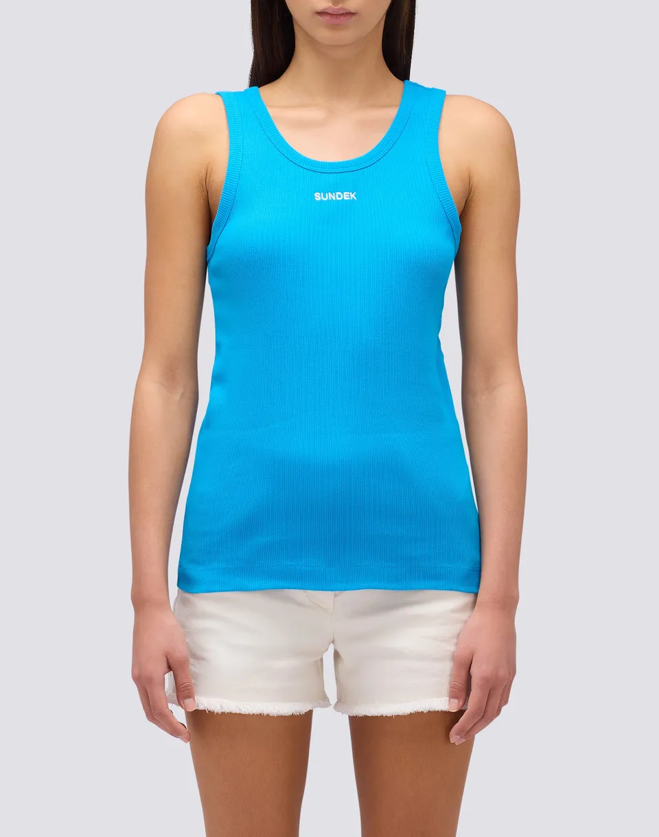 sundek-canotta-donna-a-costine-regular-fit-con-logo-ricamato image 1