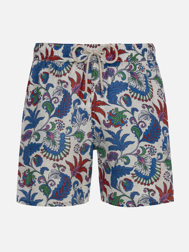 mc2-saint-barth-gustavia-costume-mare-uomo-in-lino-fantasia-floreale-bianco-mult image 1