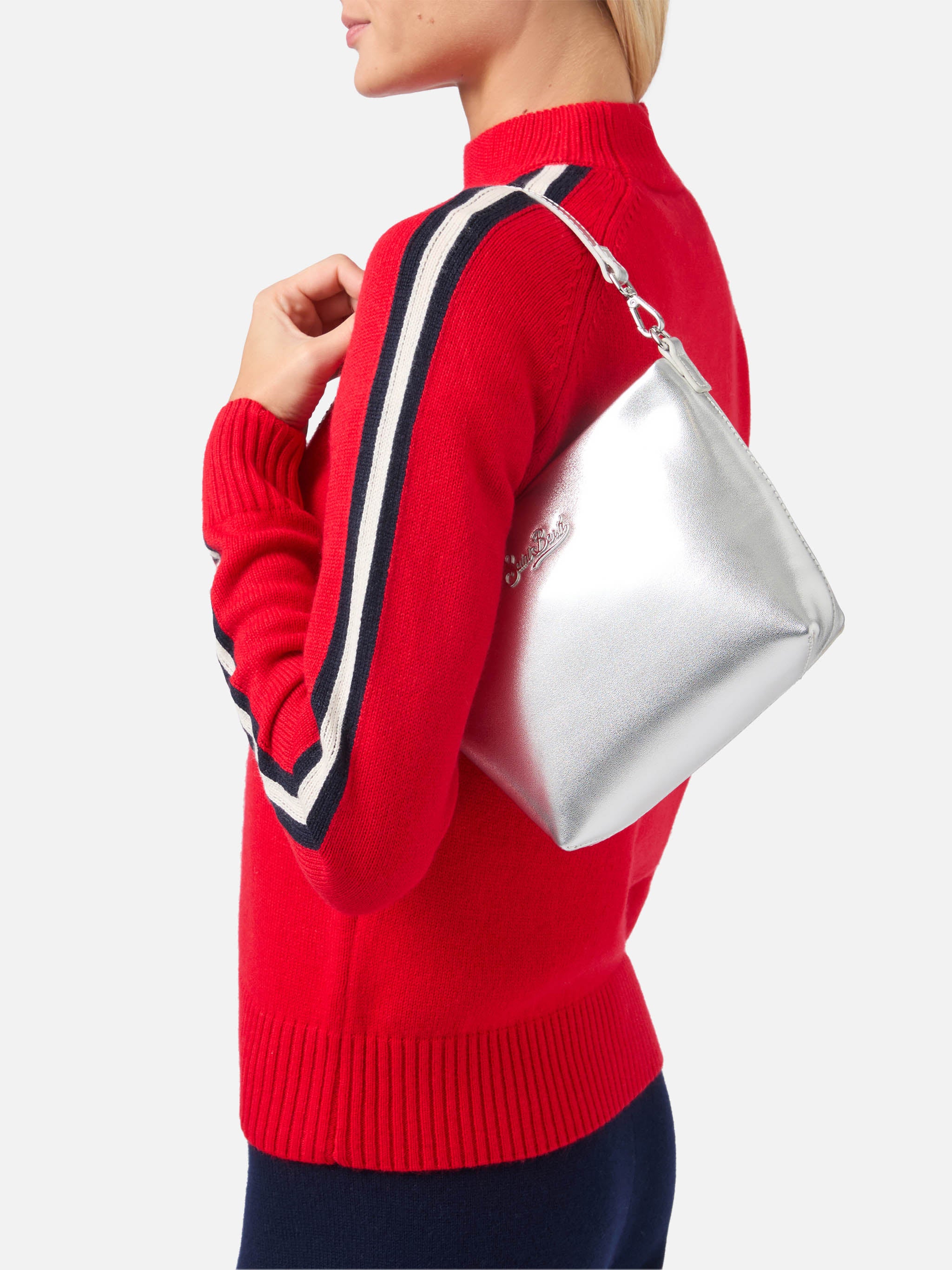 mc2-saint-barth-borsa-a-spalla-aline-bag-in-pelle-laminata-argento image 2