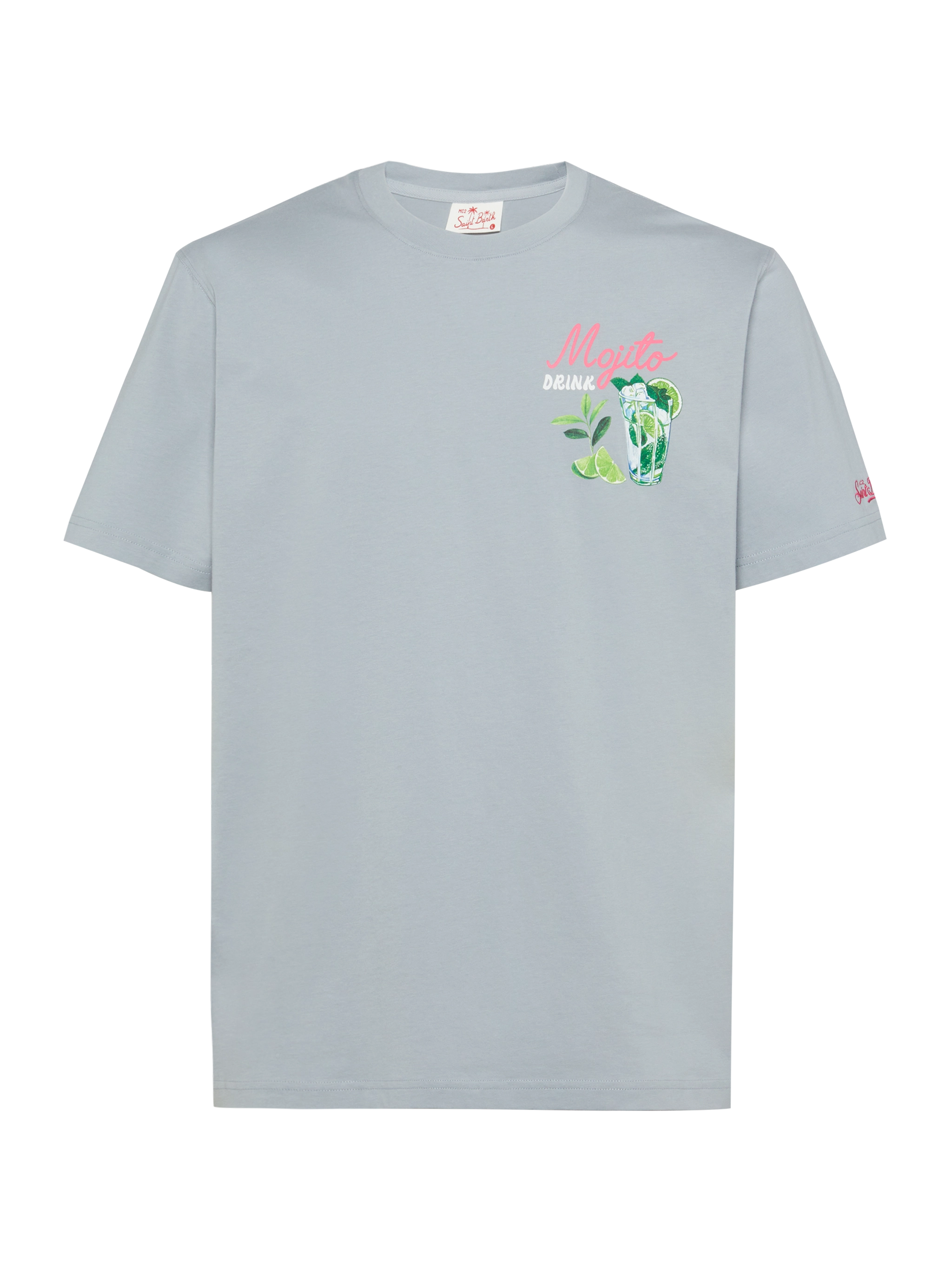 mc2-saint-barth-t-shirt-man-cotone-grigio-m-lange-stampa-mojito-uomo image 5