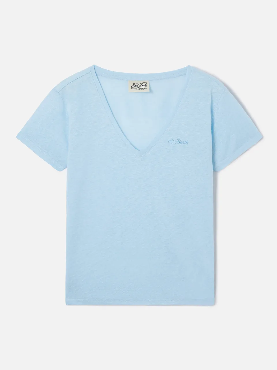 mc2-saint-barth-t-shirt-eloise-in-lino-azzurro-con-logo-ricamato image 1