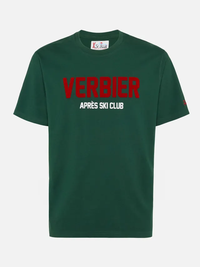 mc2-saint-barth-arnott-t-shirt-uomo-cotone-verde-stampa-verbier-apr-s-ski image 1