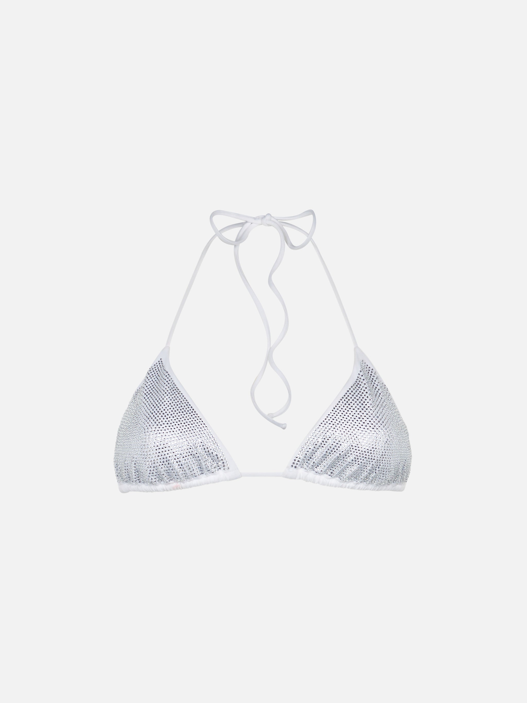 mc2-saint-barth-anna-top-bikini-donna-a-triangolo-bianco-con-strass-argento image 1