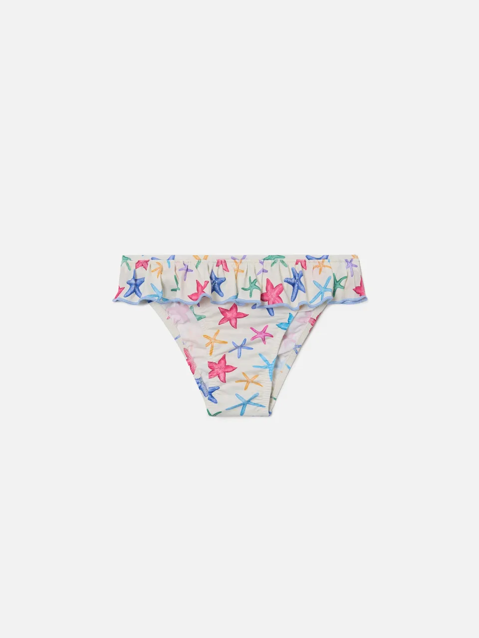 mc2-saint-barth-melly-slip-mare-bambina-panna-con-stampa-stelle-marine-e-volant image 1