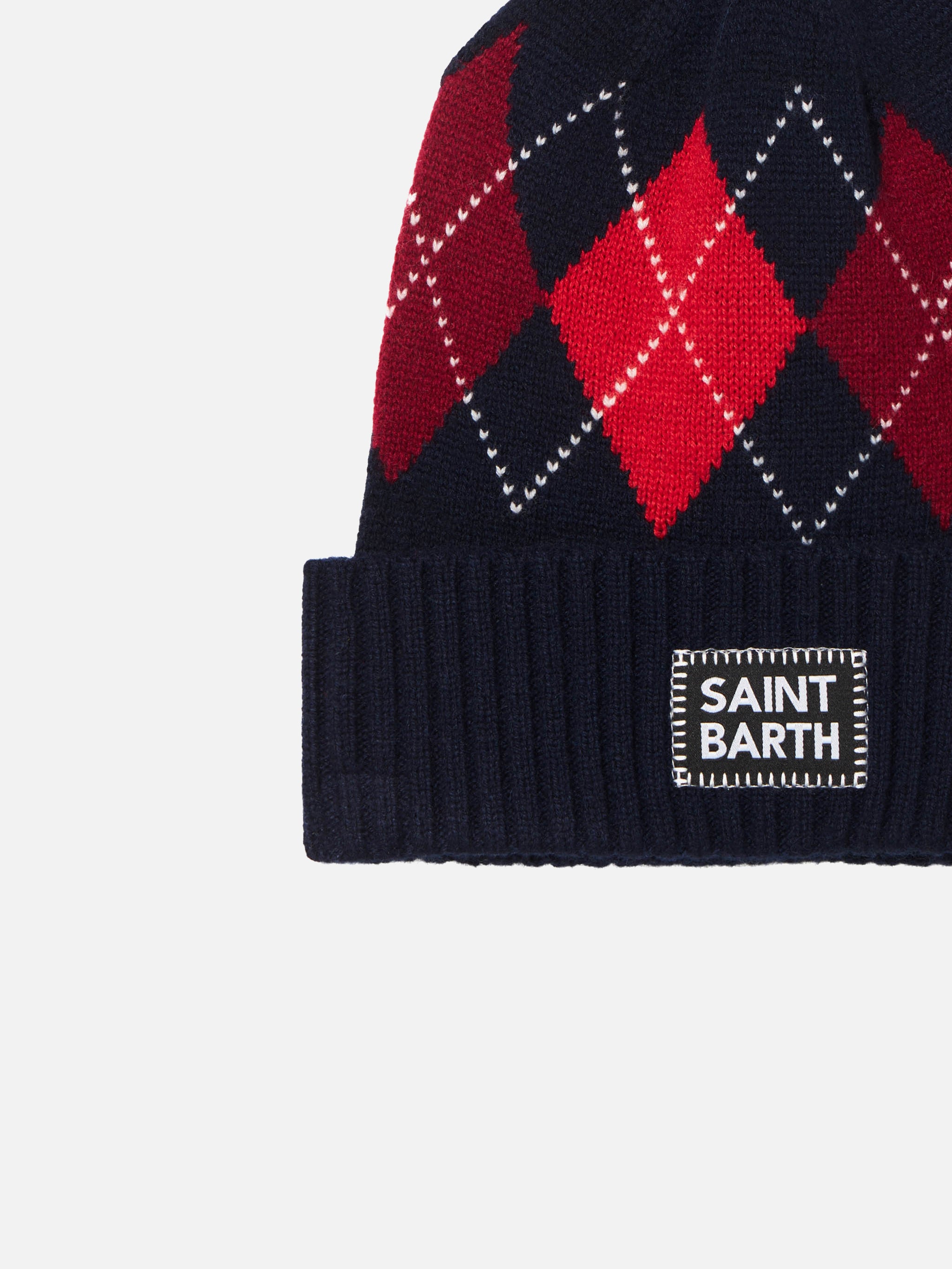mc2-saint-barth-holden-berretto-fantasia-argyle-blu-con-logo image 2