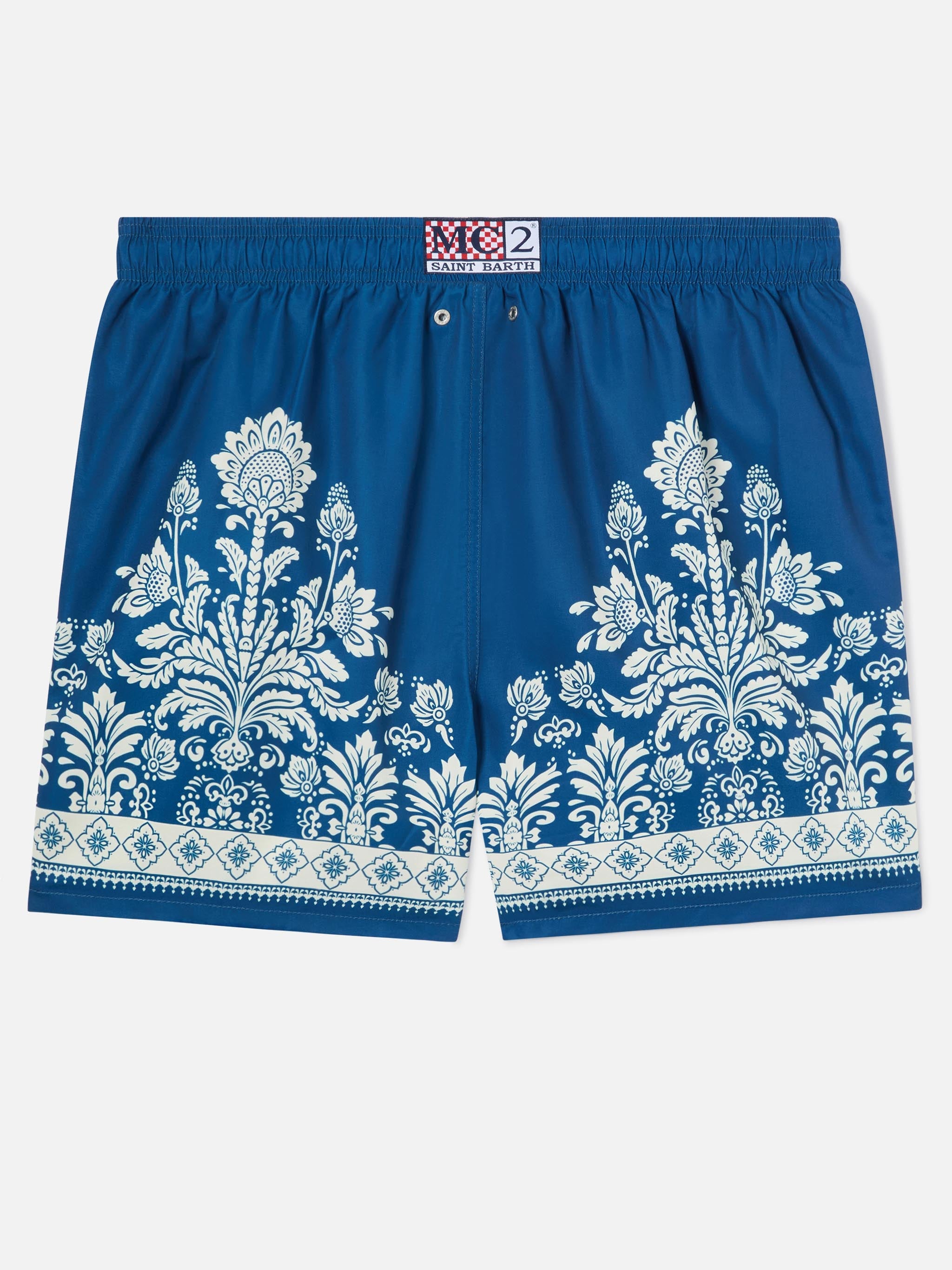 mc2-saint-barth-gustavia-costume-mare-uomo-blu-stampa-floreale-ornamentale image 2