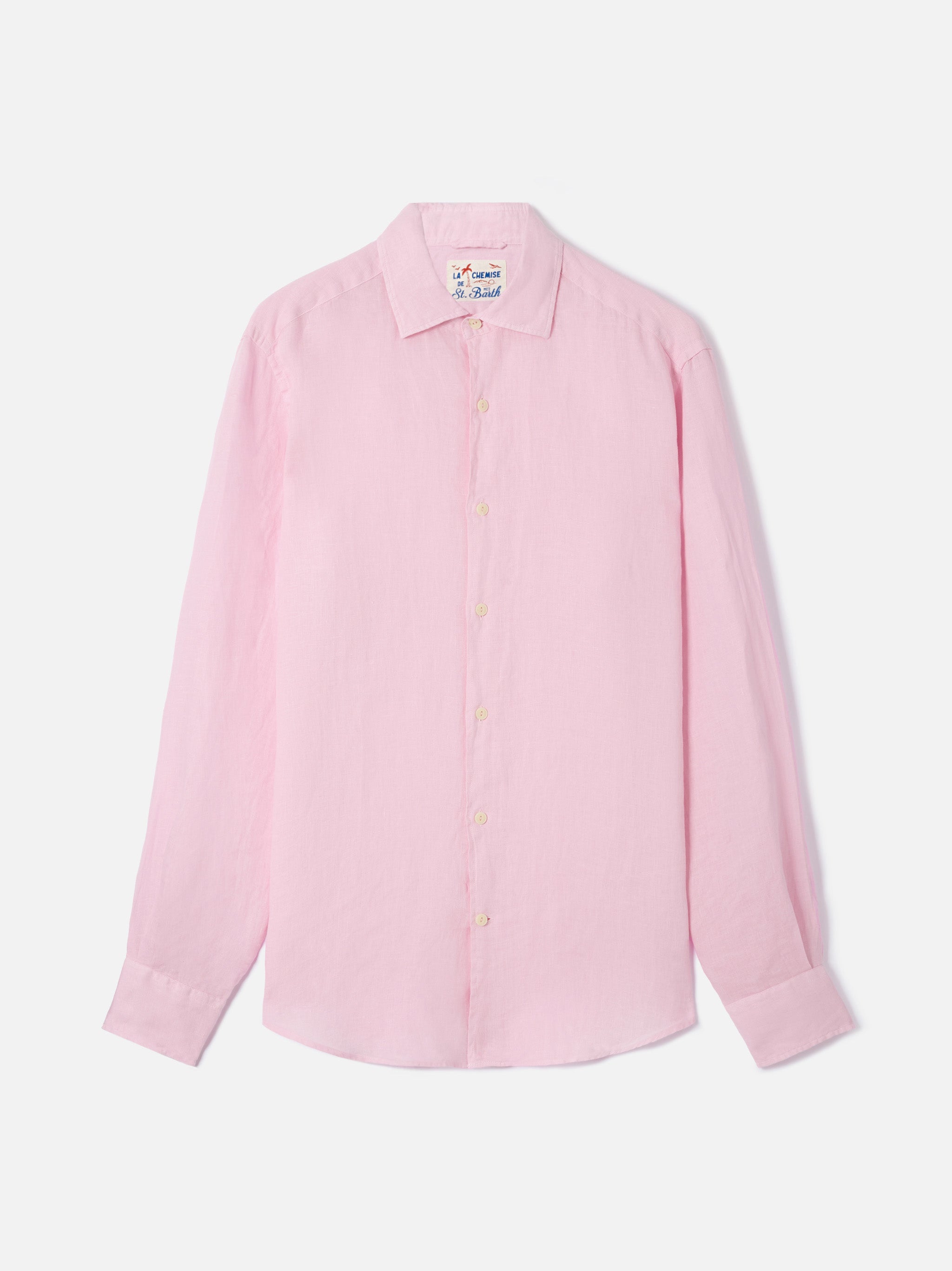 mc2-saint-barth-pamplona-camicia-uomo-in-lino-rosa image 4