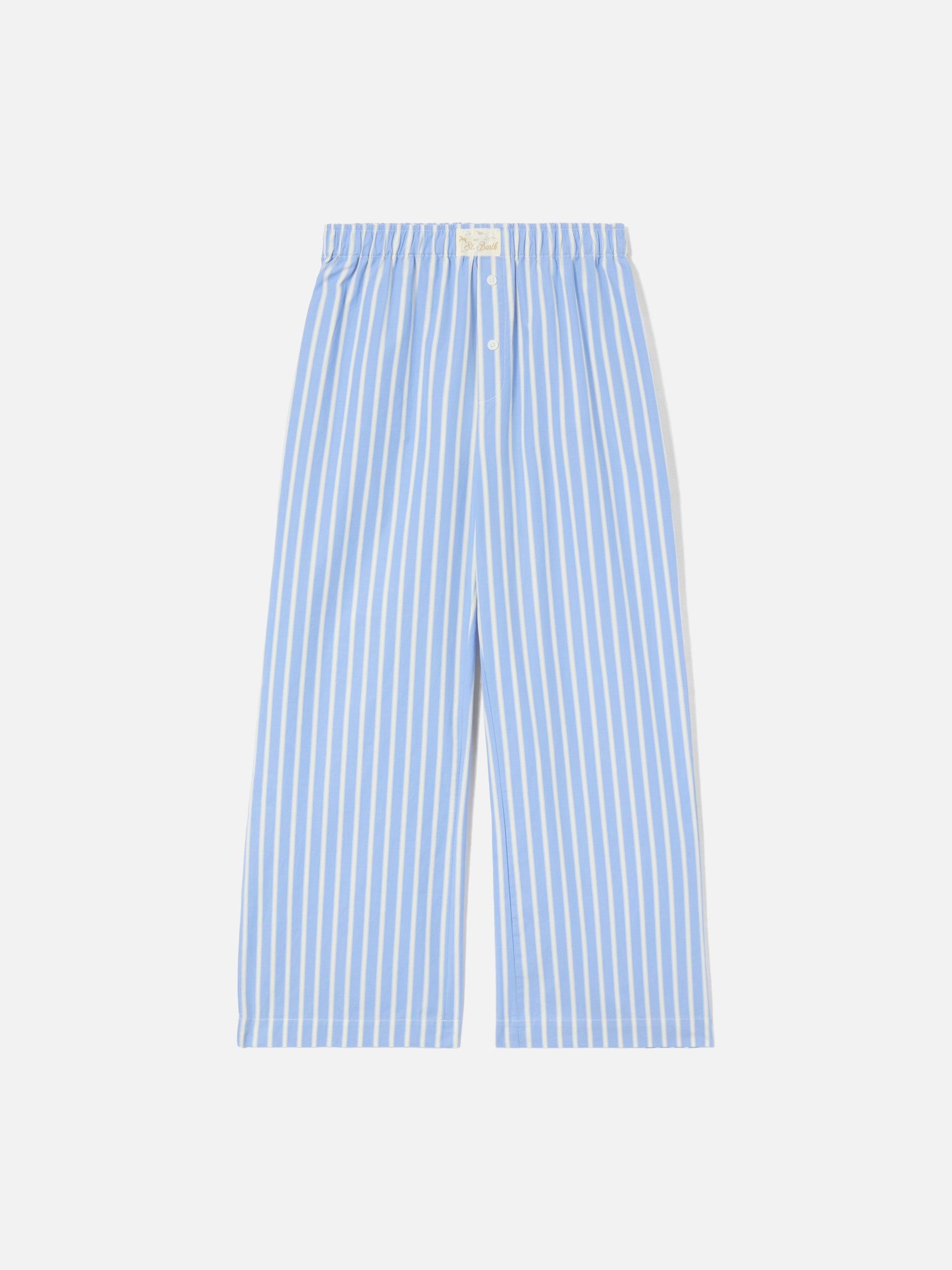 mc2-saint-barth-pantaloni-doha-donna-in-popeline-di-cotone-a-righe-azzurre image 5