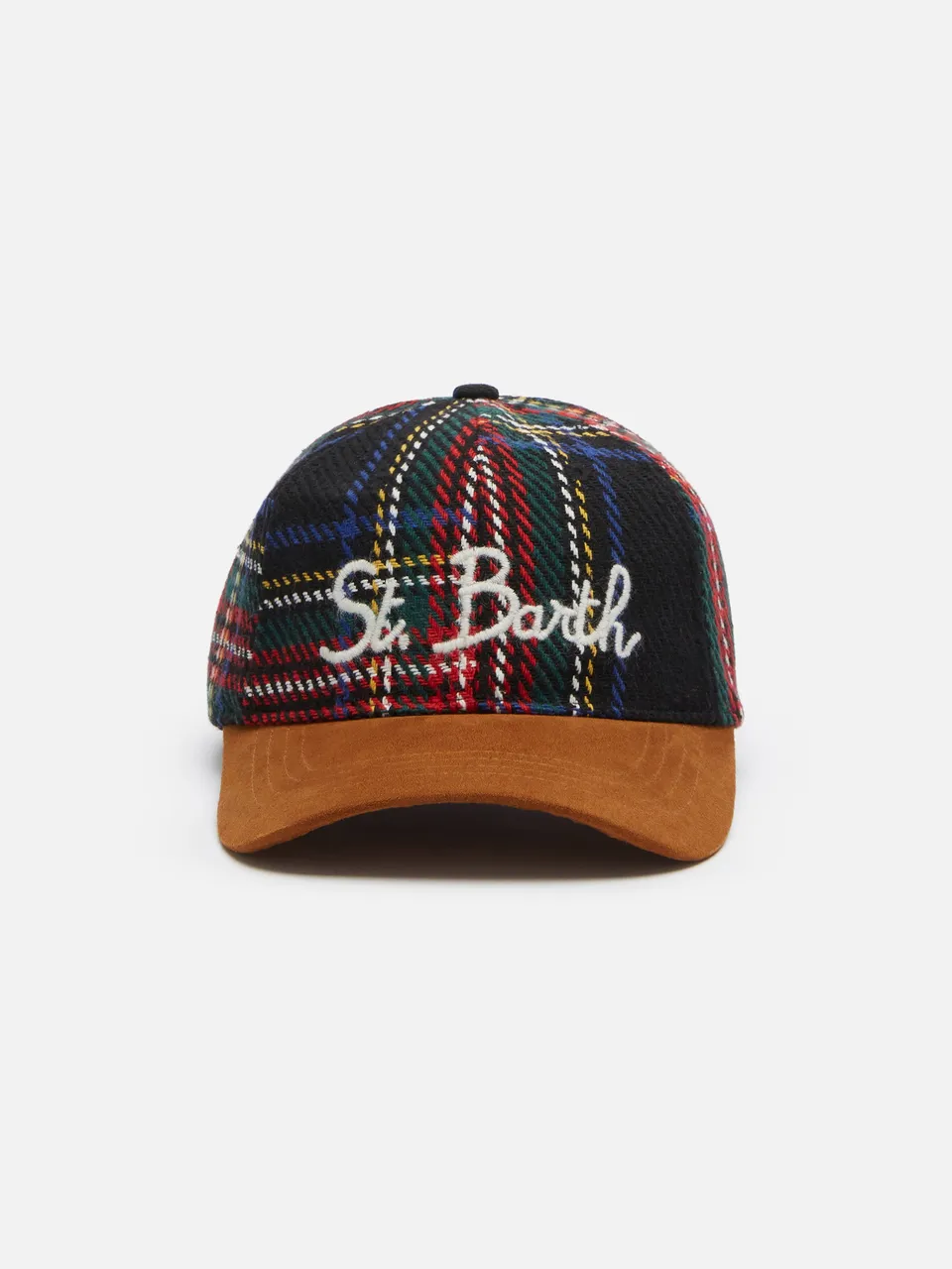 mc2-saint-barth-basb0003-cappellino-da-baseball-in-denim-stampa-tartan-multicolo image 1