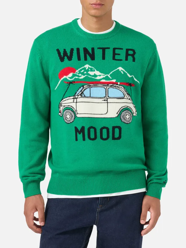 mc2-saint-barth-heron-maglione-uomo-verde-fiat-500-jacquard-special-edition image 1