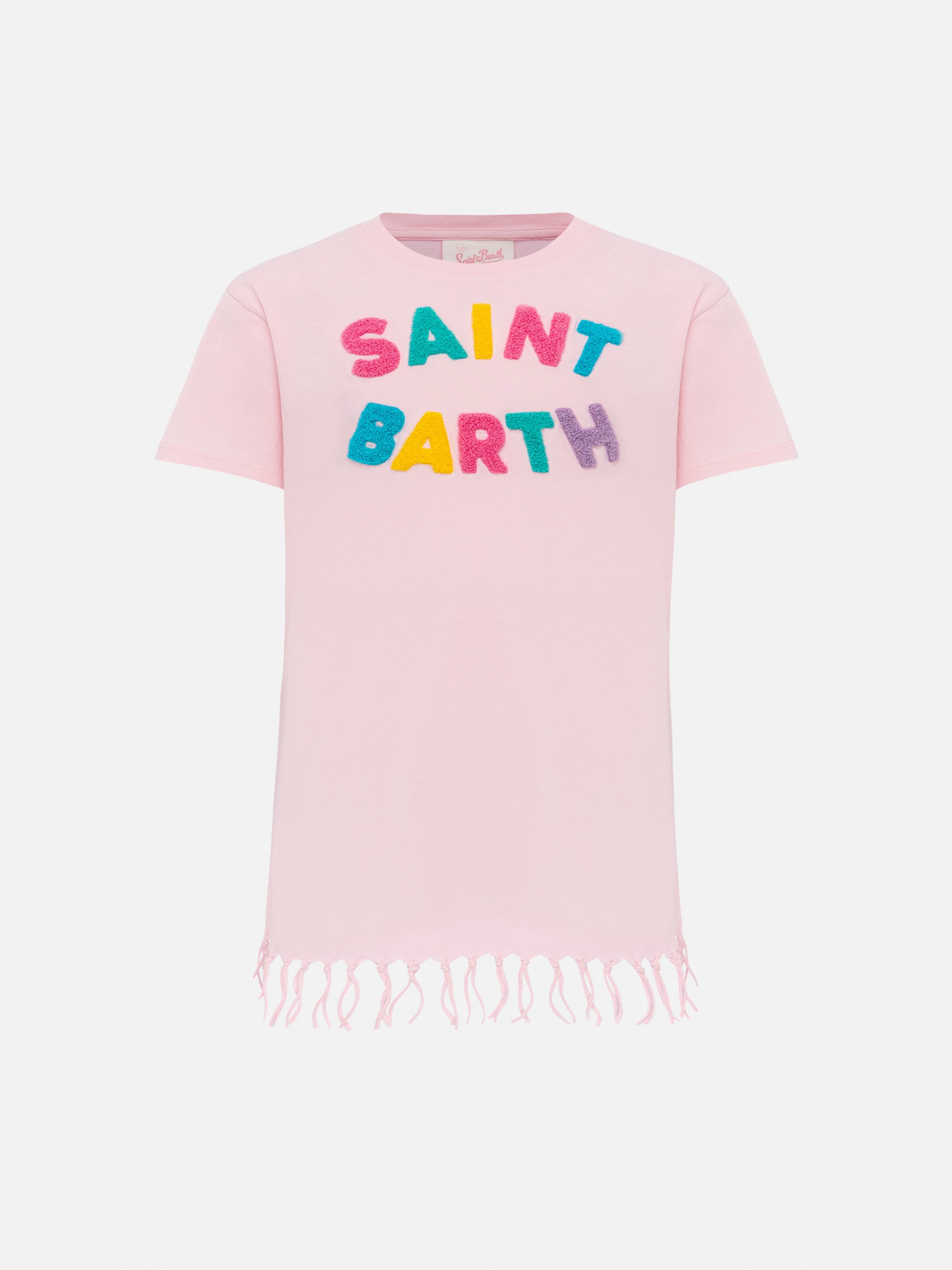 mc2-saint-barth-abbey-abito-bimba-cotone-con-frange-rosa image 1