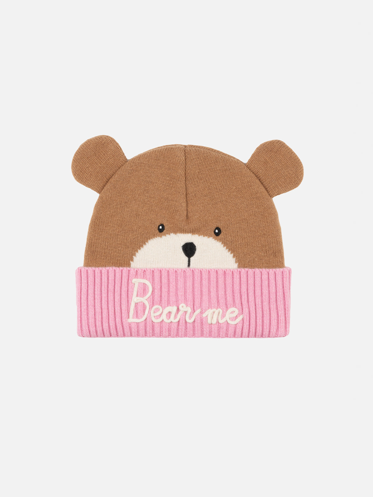mc2-saint-barth-cappello-zaya-bambina-orso-rosa-e-marrone-jacquard image 1