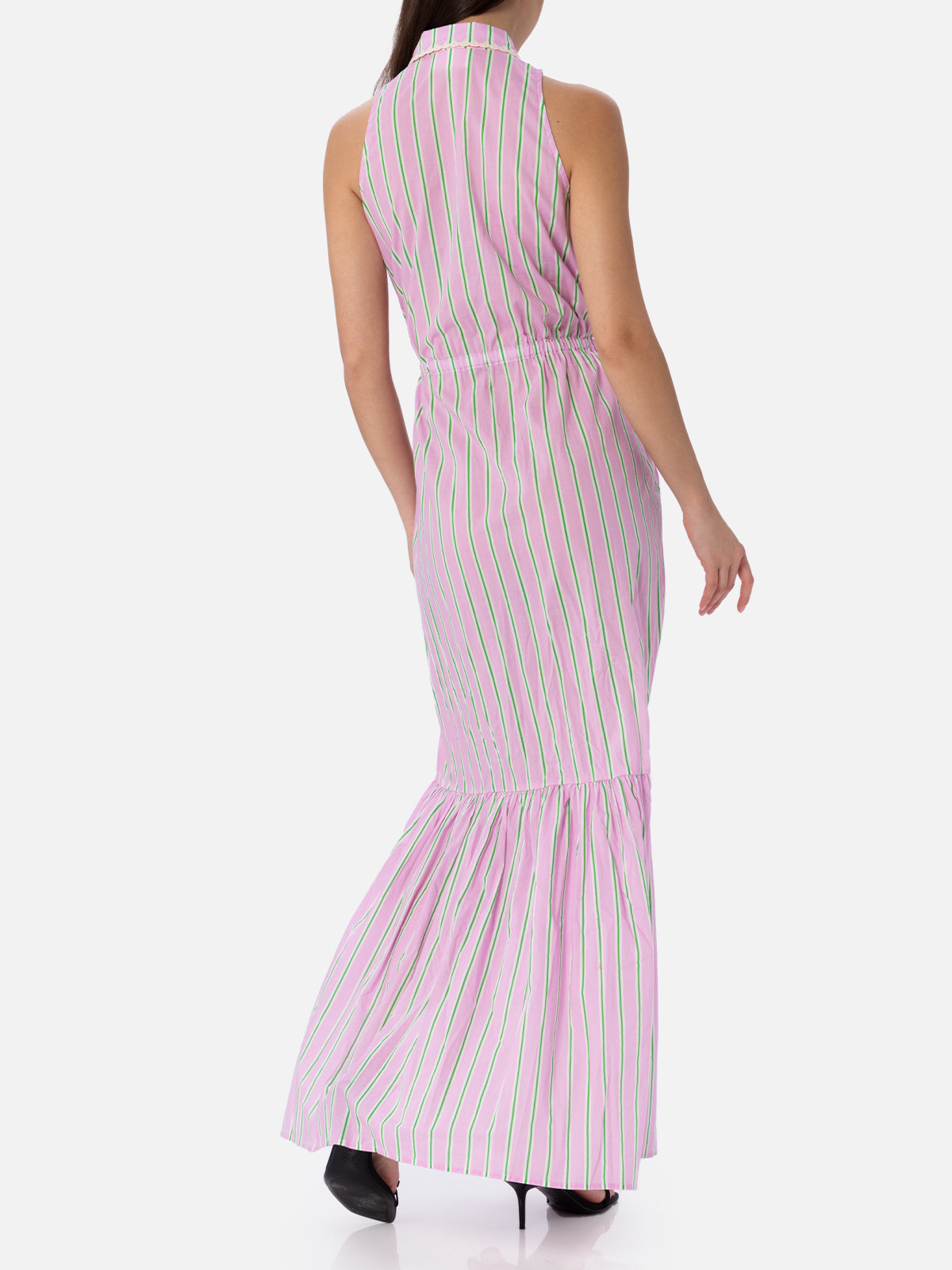 mc2-saint-barth-abito-ida-donna-lungo-in-cotone-a-righe-lilla-e-arancione image 3