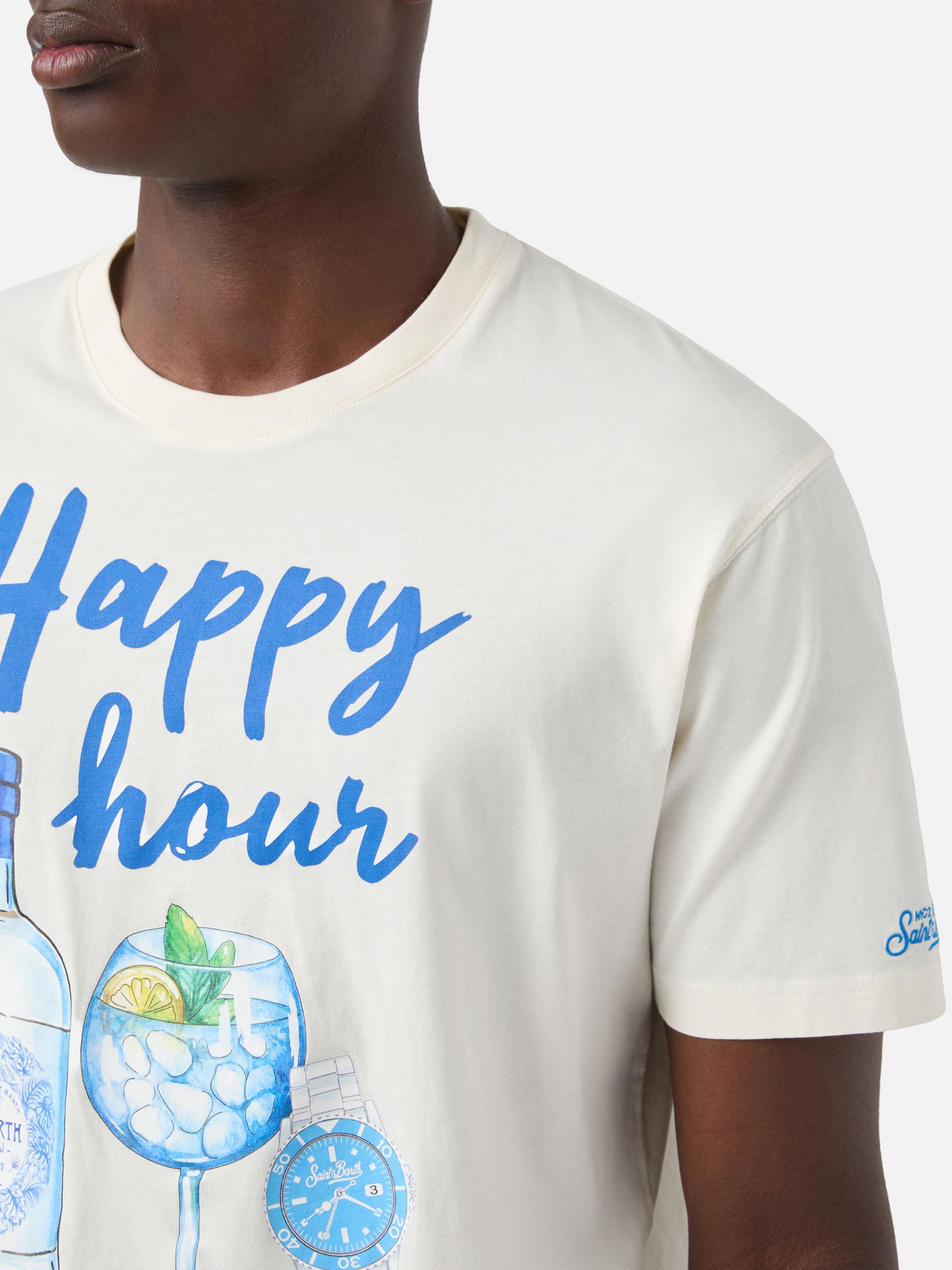 mc2-saint-barth-t-shirt-happy-hour-beige-da-uomo-in-puro-cotone-con-stampa-grafi image 3