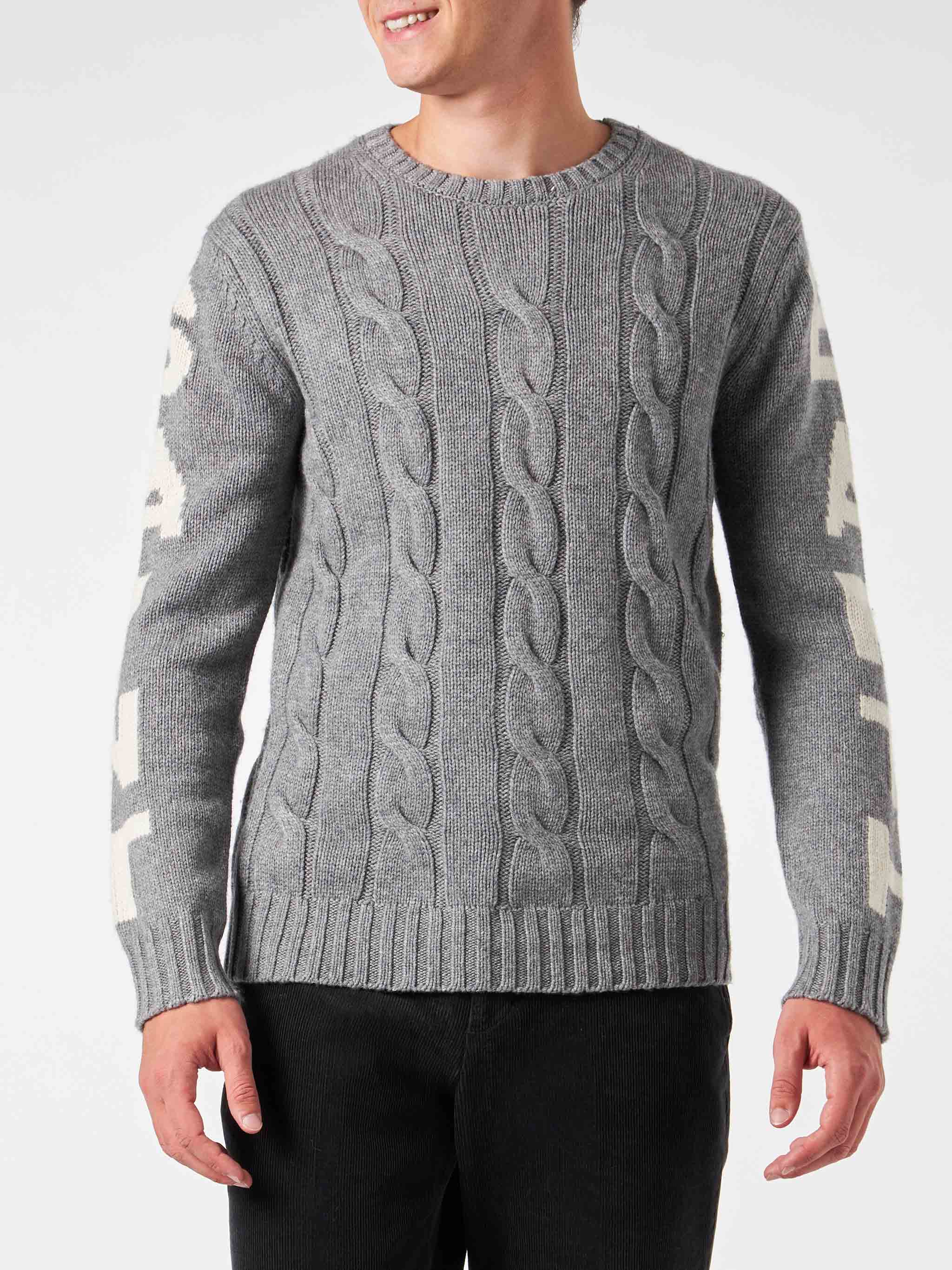 mc2-saint-barth-maglia-bergen-uomo-a-trecce-grigio-melange image 1