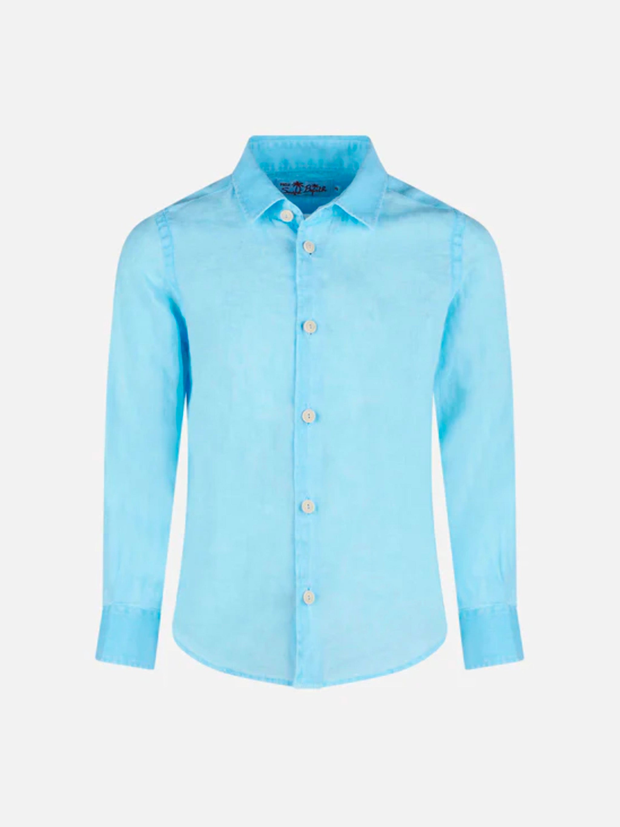 mc2-saint-barth-camicia-bambino-in-lino-azzurro-acqua-maniche-lunghe image 1