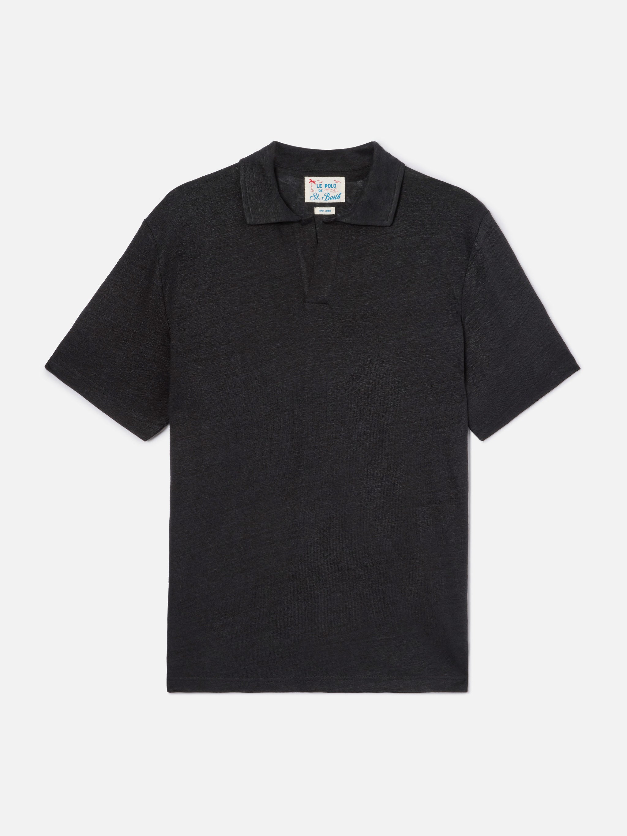 mc2-saint-barth-fraser-polo-uomo-in-puro-lino-nero image 4