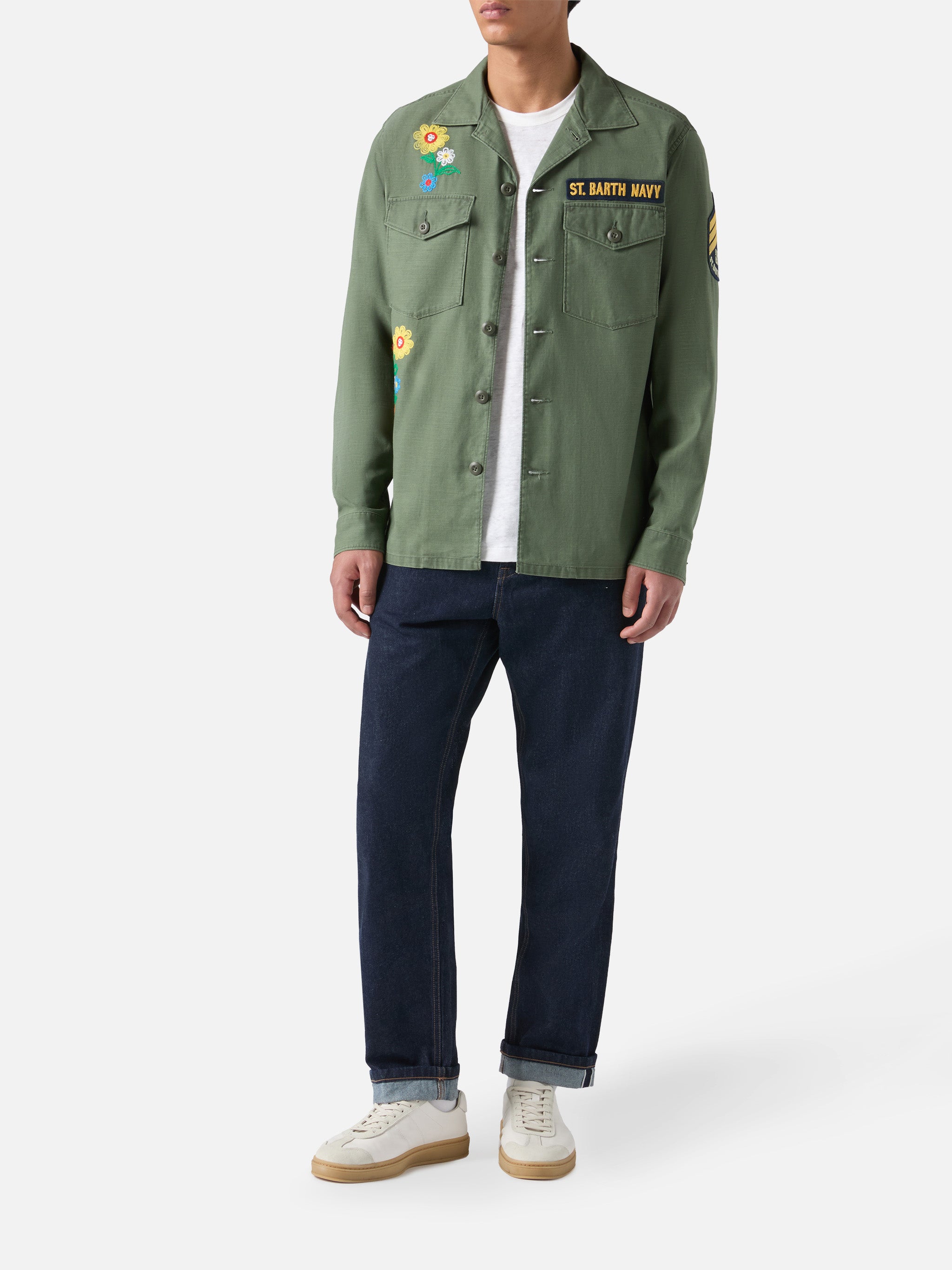 mc2-saint-barth-sovracamicia-esteban-uomo-verde-militare-ricamata image 2