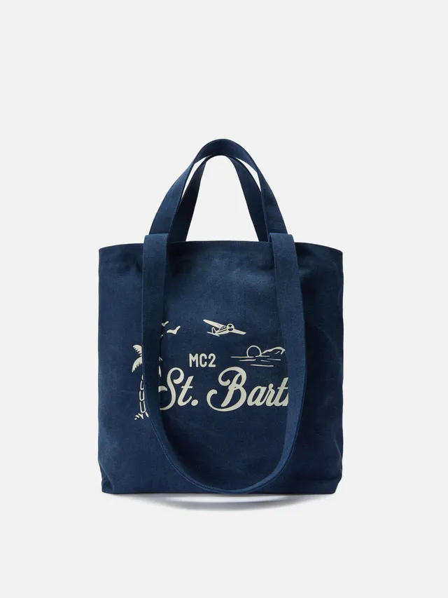 mc2-saint-barth-borsa-tote-essential-beach-in-cotone-blu-navy-48x36x15-cm-con-lo image 1
