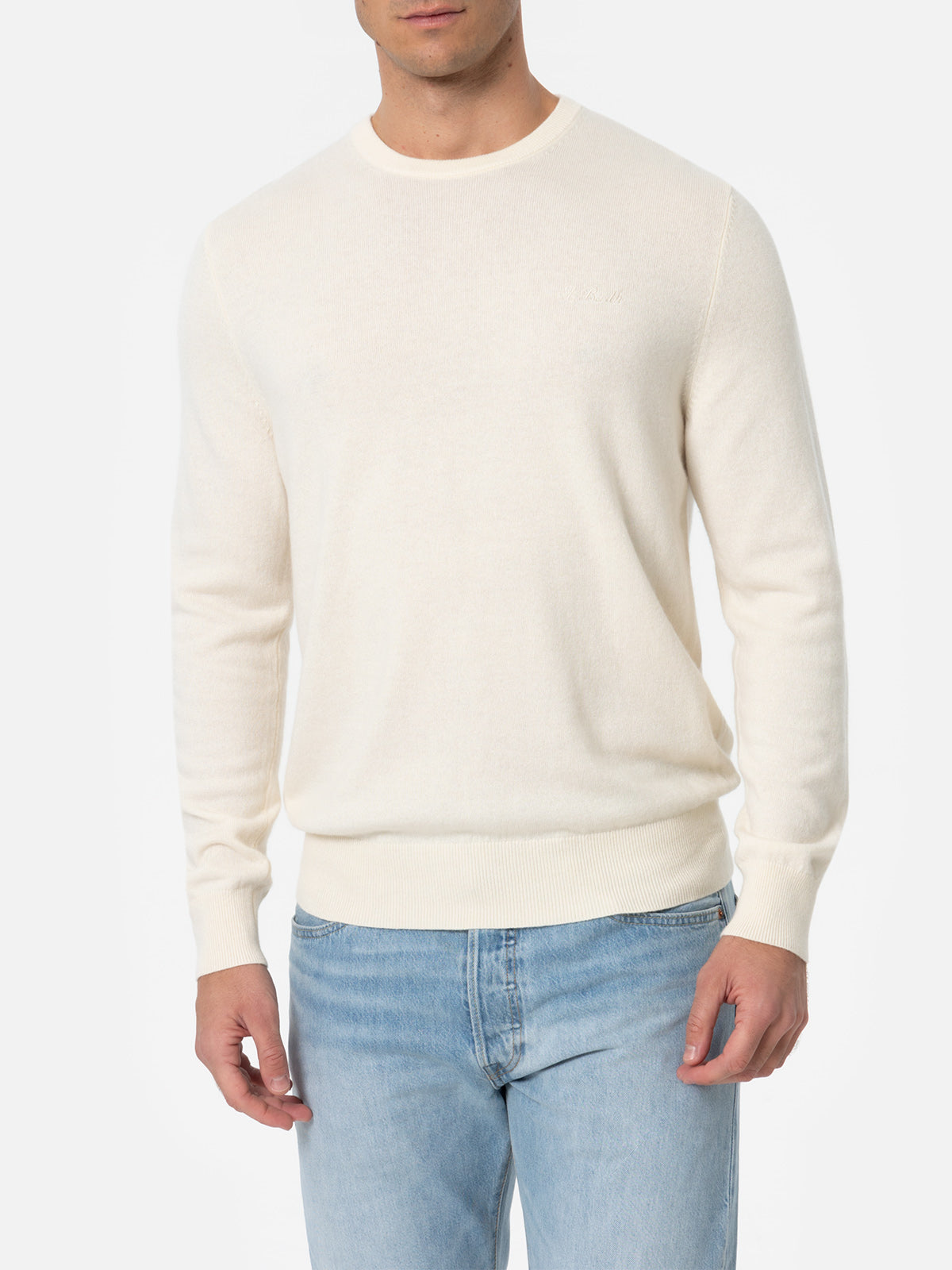 mc2-saint-barth-regent-maglione-girocollo-uomo-in-misto-cashmere-bianco image 1