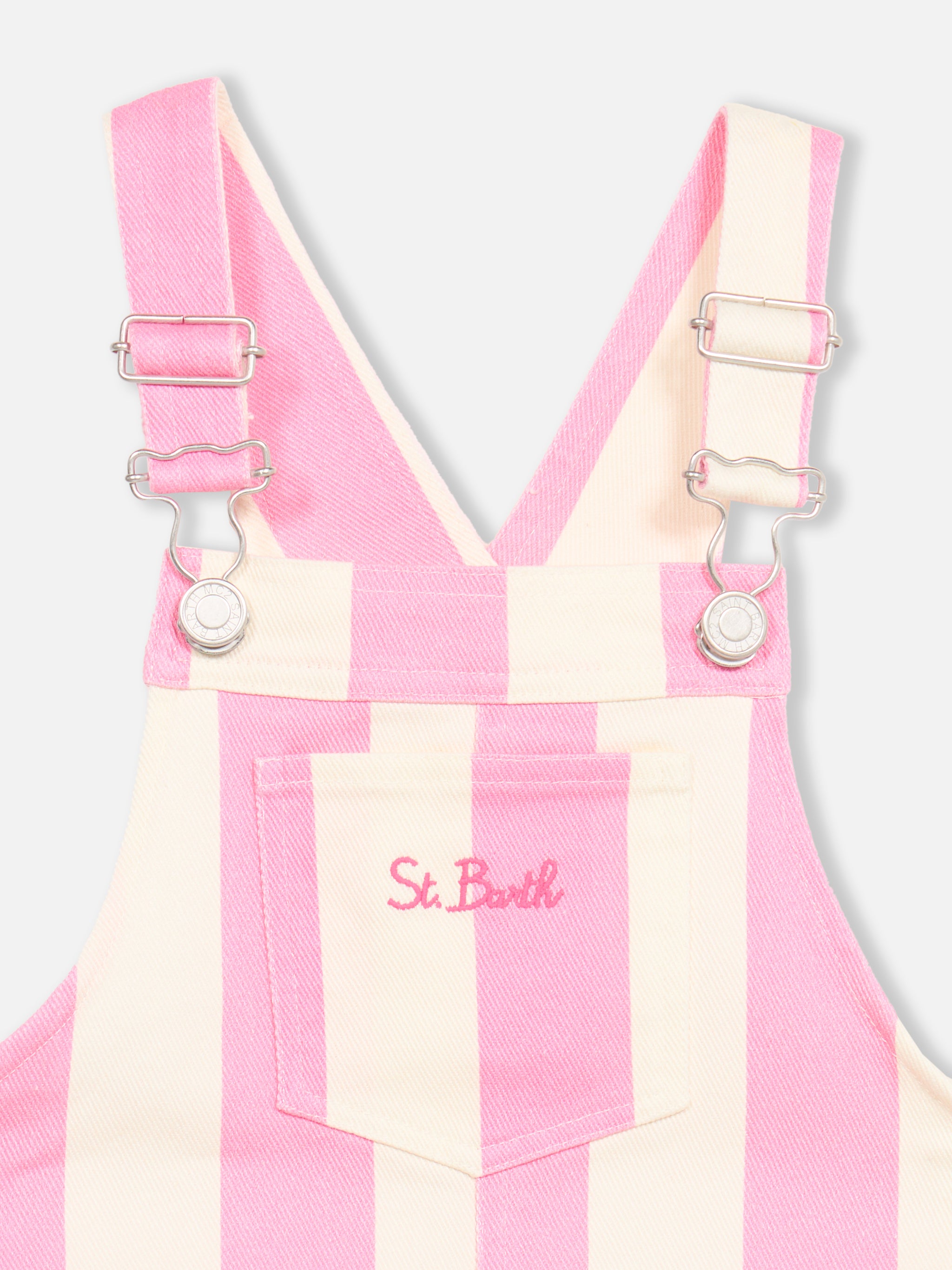 mc2-saint-barth-salopette-corta-in-denim-a-righe-rosa-da-bambina-tecla-jr image 3