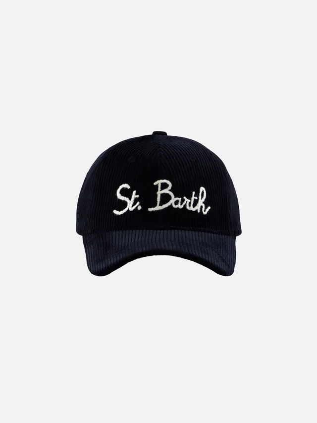 berretto-da-baseball-mc2-saint-barth-in-velluto-a-coste-blu-navy-con-ricamo-st-b image 1