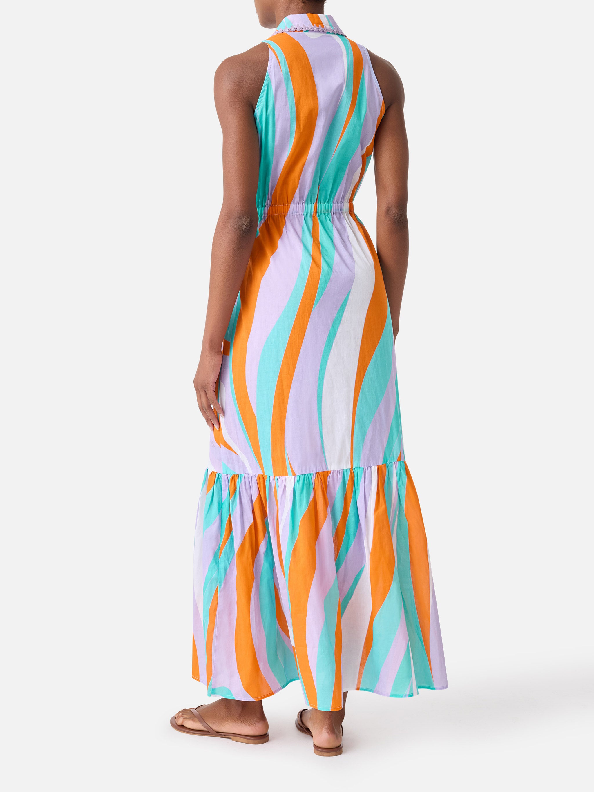 mc2-saint-barth-ida-abito-lungo-in-cotone-fantasia-onde-multicolor image 3