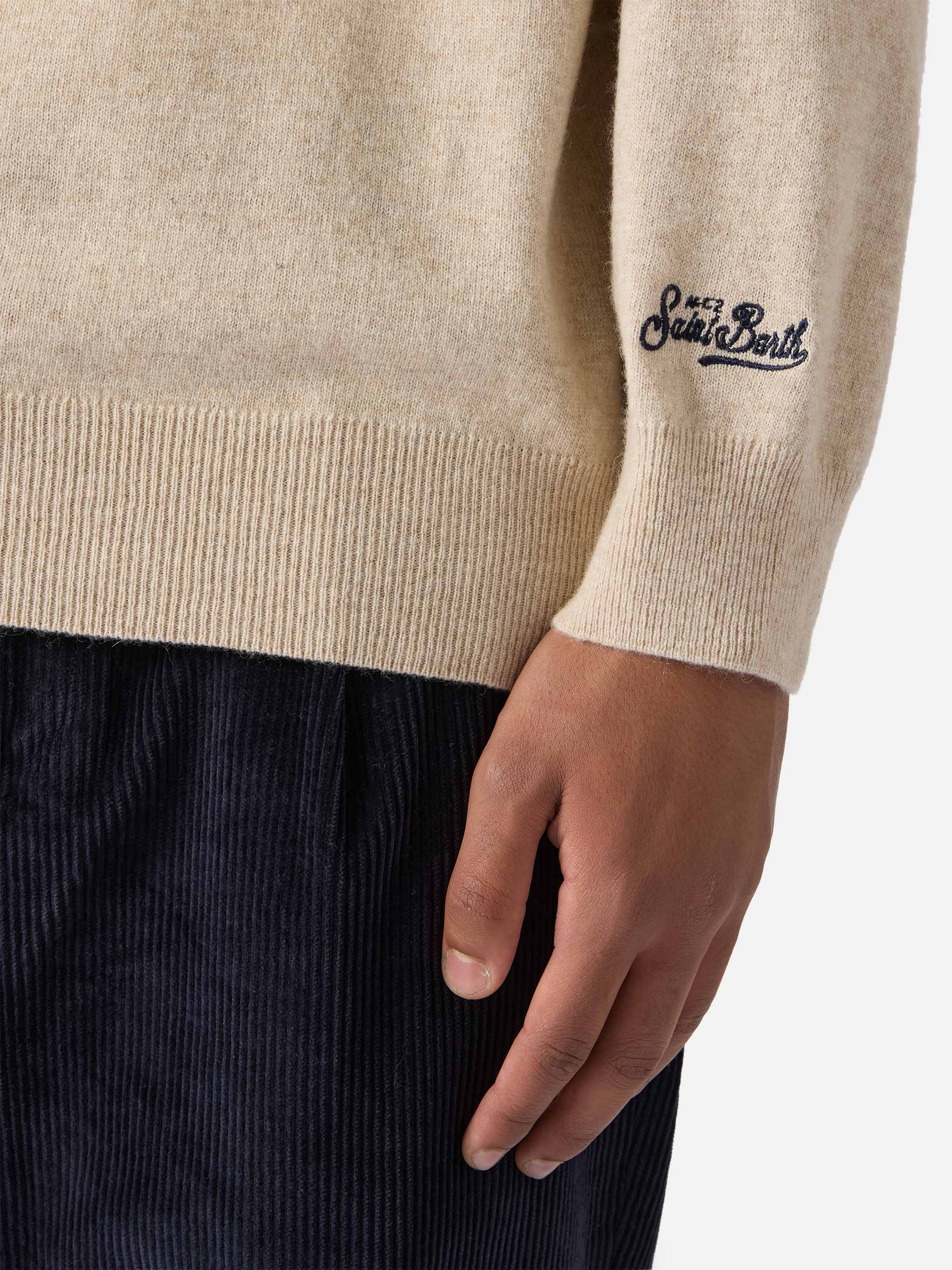 mc2-saint-barth-heron-light-girocollo-uomo-beige-misto-cashmere-vacanze-di-natal image 3