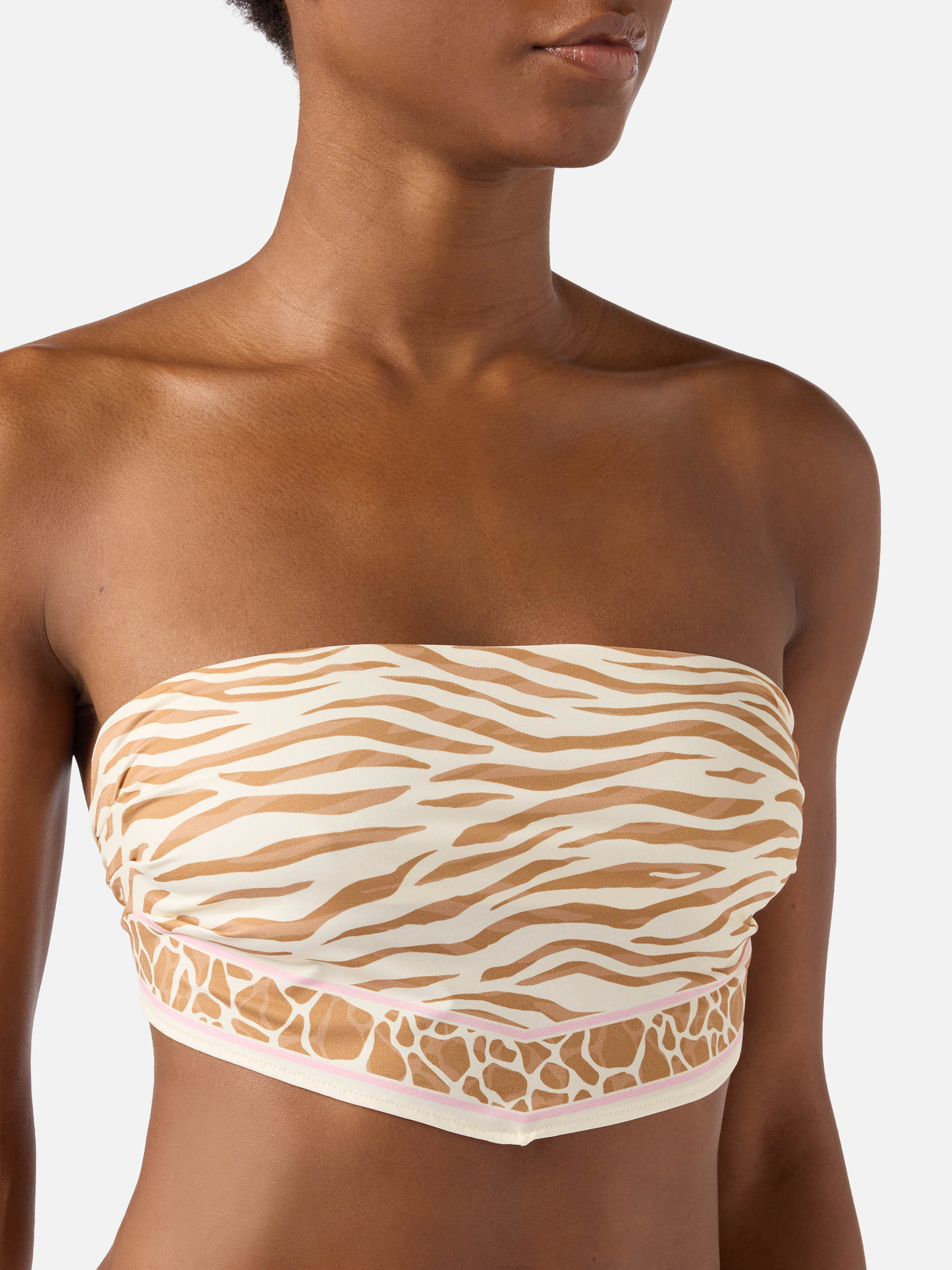 mc2-saint-barth-rio-top-bikini-a-fascia-animalier-panna-rosa-marrone image 2