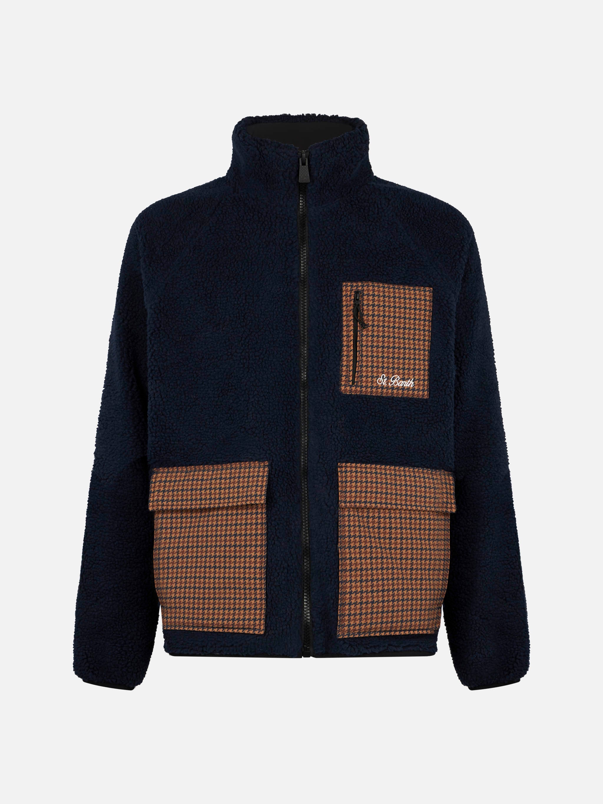 mc2-saint-barth-giacca-keystone-uomo-sherpa-blu-con-tasche-check image 4