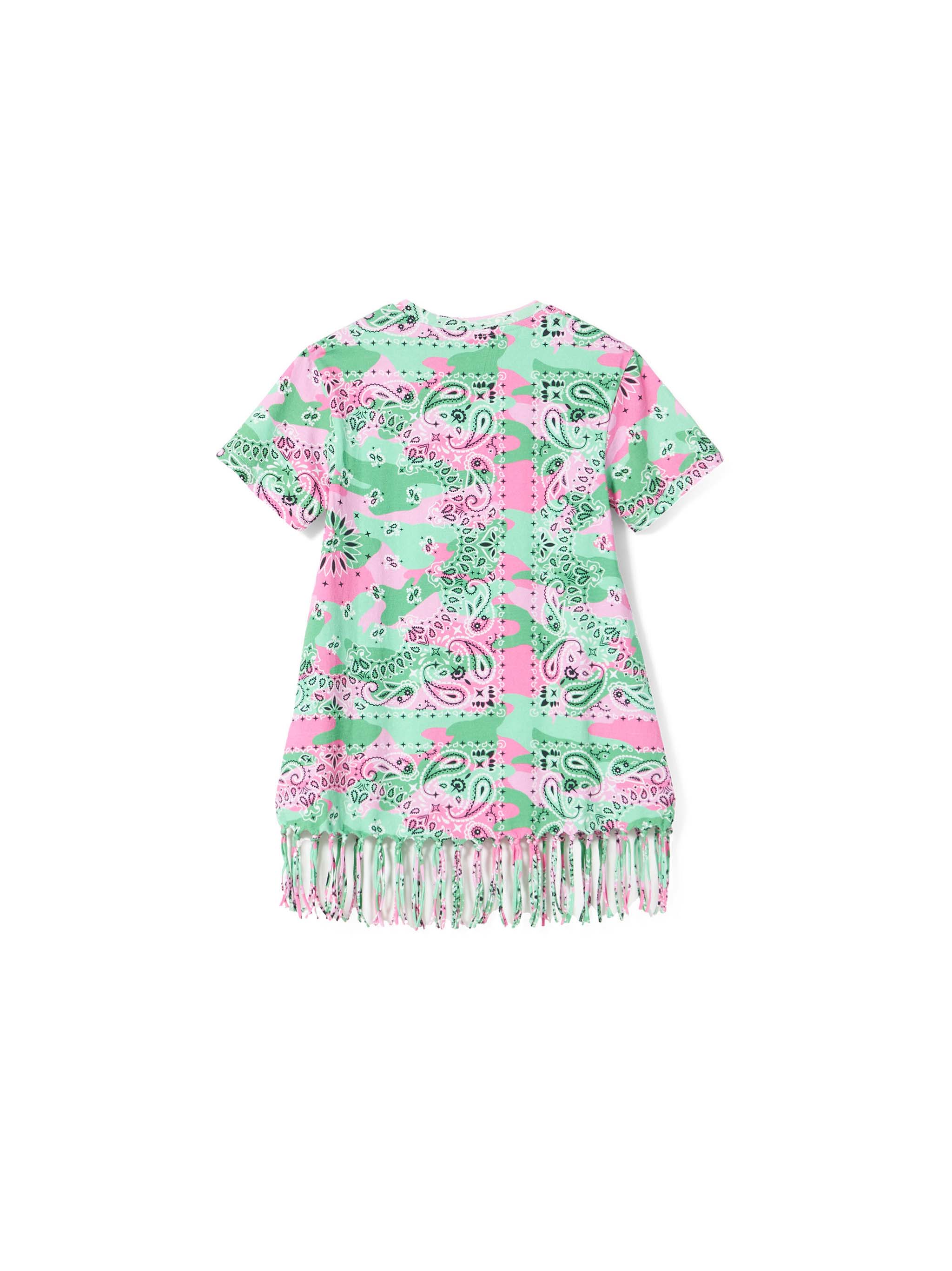 mc2-saint-barth-abito-da-bambina-in-cotone-mimetico-verde-e-rosa-con-frange image 3