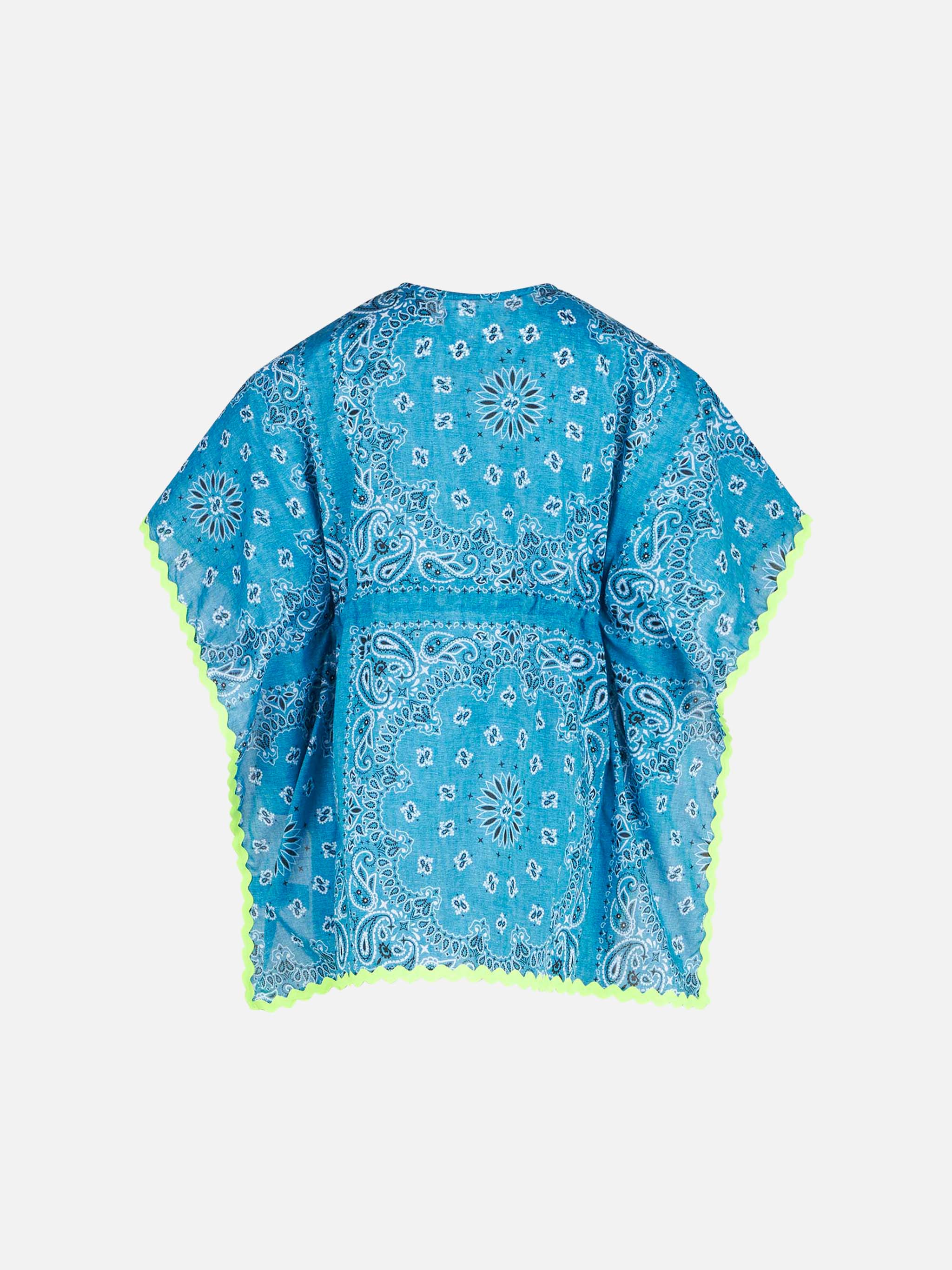mc2-saint-barth-danya-poncho-bambina-stampa-bandana-azzurra image 2