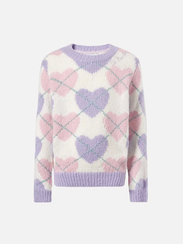 mc2-saint-barth-maglione-girocollo-bambina-misto-alpaca-jacquard-rombi-cuori image 1