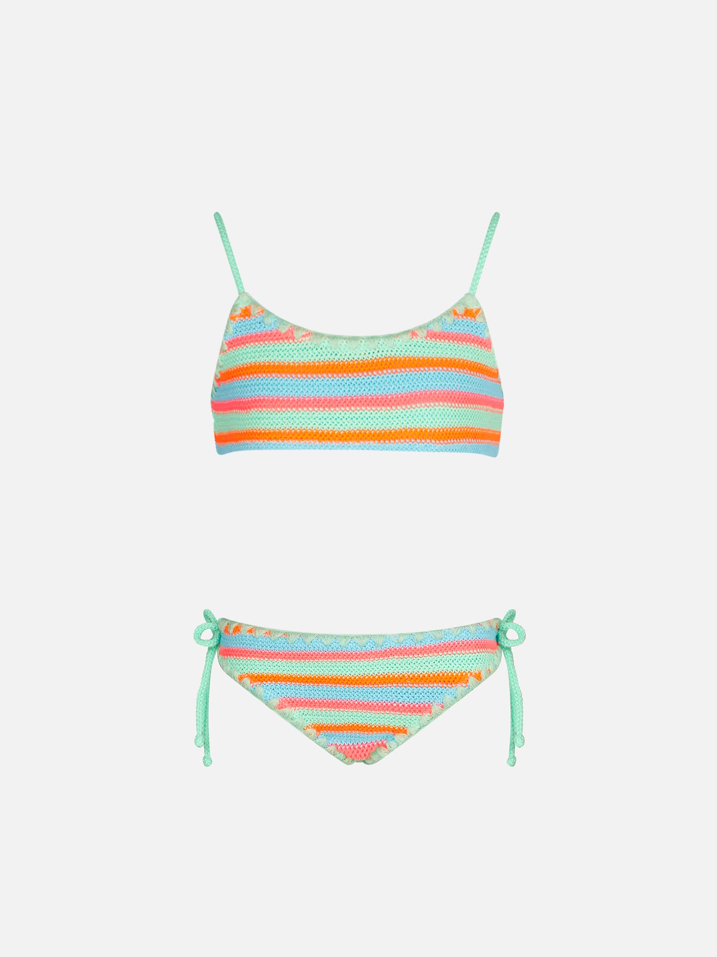 mc2-saint-barth-bikini-da-bambina-a-bralette-crochet-con-righe-multicolore image 1