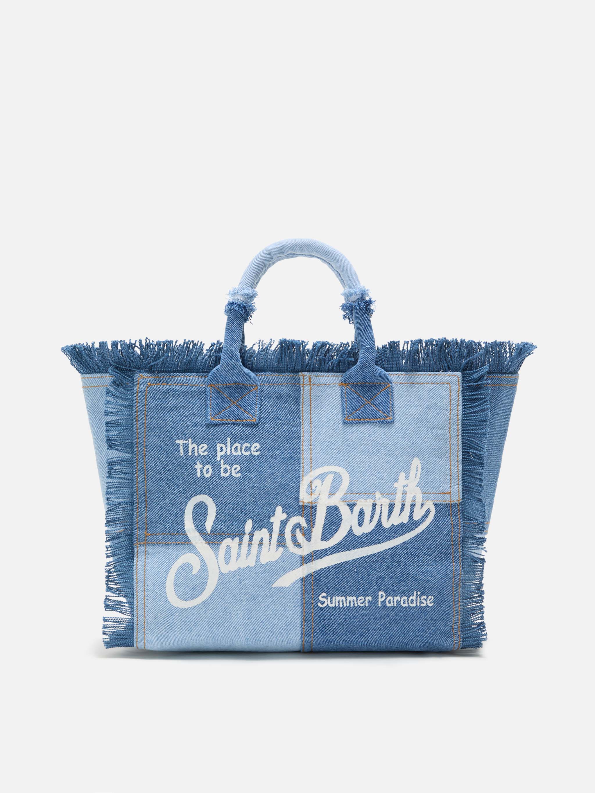 mc2-saint-barth-colette-borsa-denim-patchwork-blu-con-frange image 1