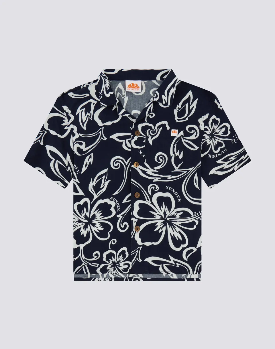 sundek-camicia-bambino-bowling-a-maniche-corte-stampa-floreale image 1