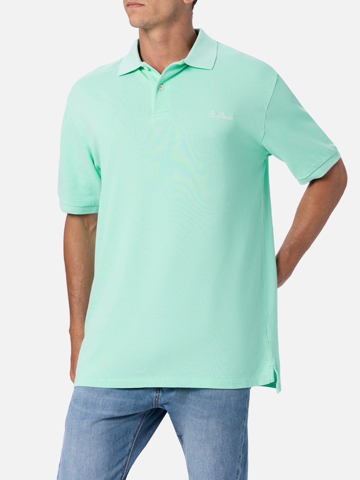mc2-saint-barth-polo-beverly-hills-uomo-in-cotone-piquet-verde-acqua image 1