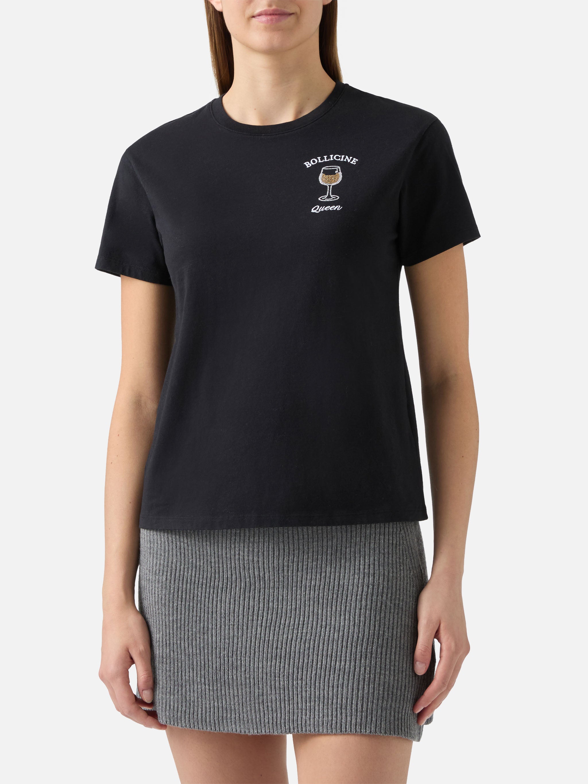 mc2-saint-barth-t-shirt-emilie-bollicine-queen-in-cotone-nero-donna image 2