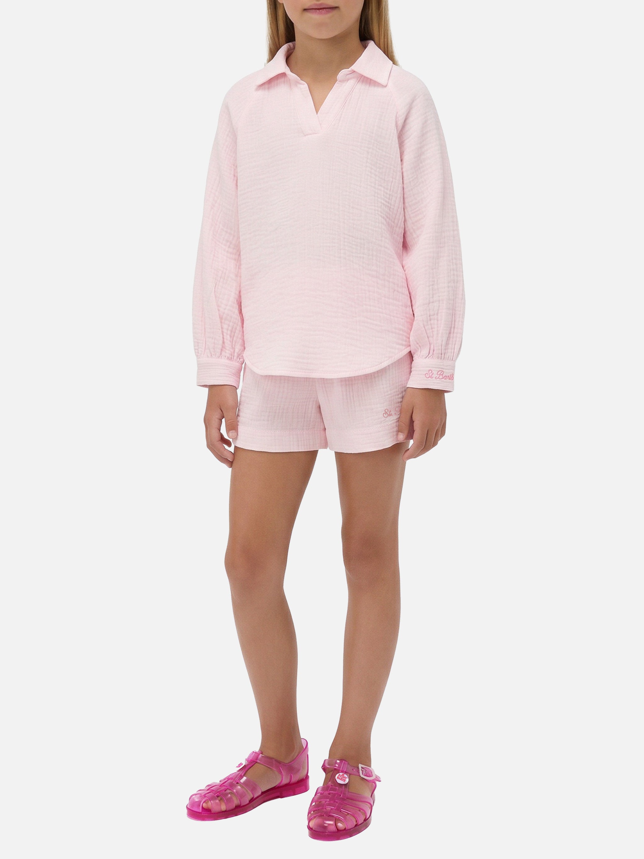 mc2-saint-barth-camicia-maira-jr-in-mussola-di-puro-cotone-rosa-per-bambina image 2