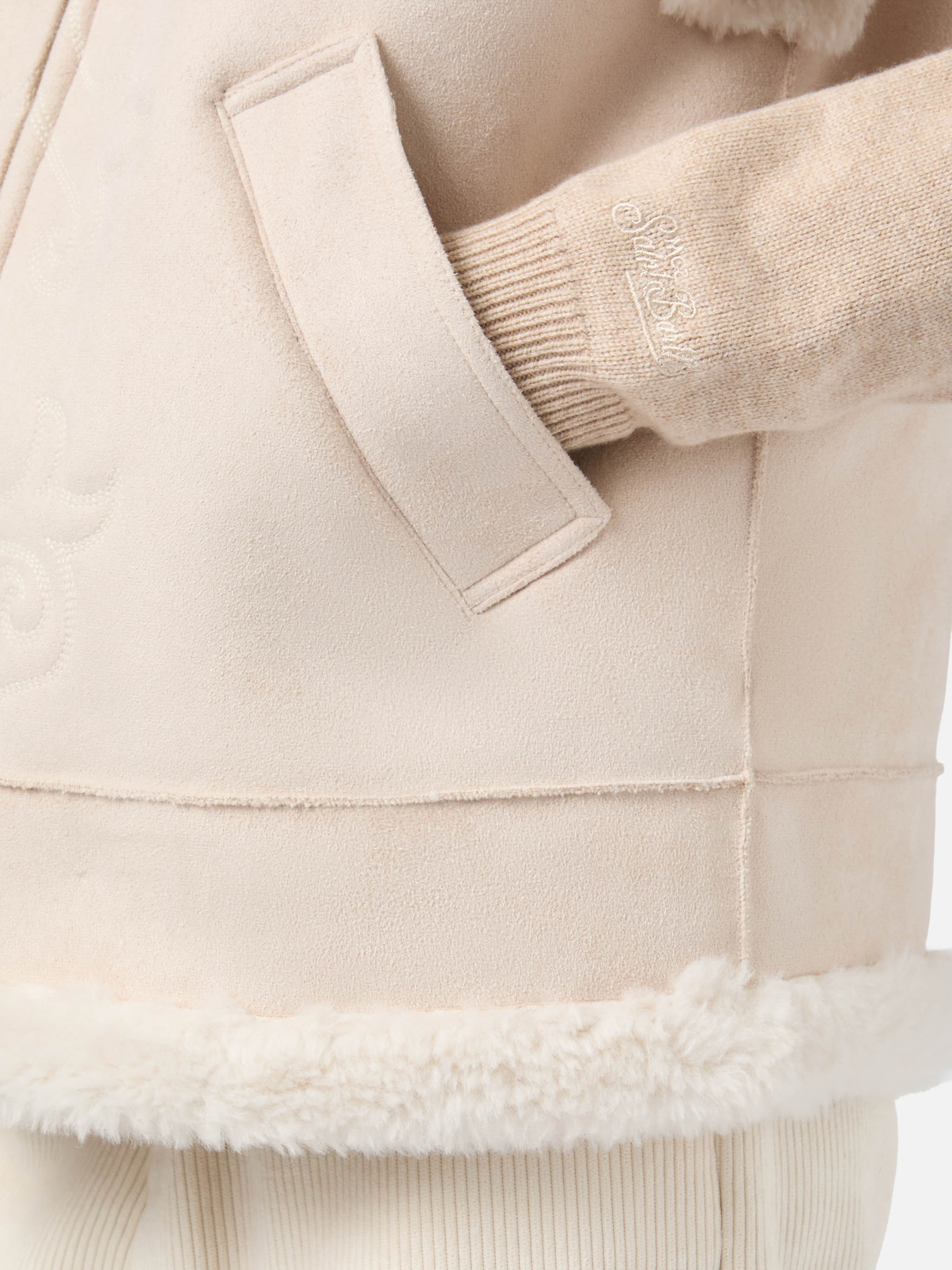 mc2-saint-barth-gilet-hesketh-donna-eco-montone-beige-ricamo-texano image 6