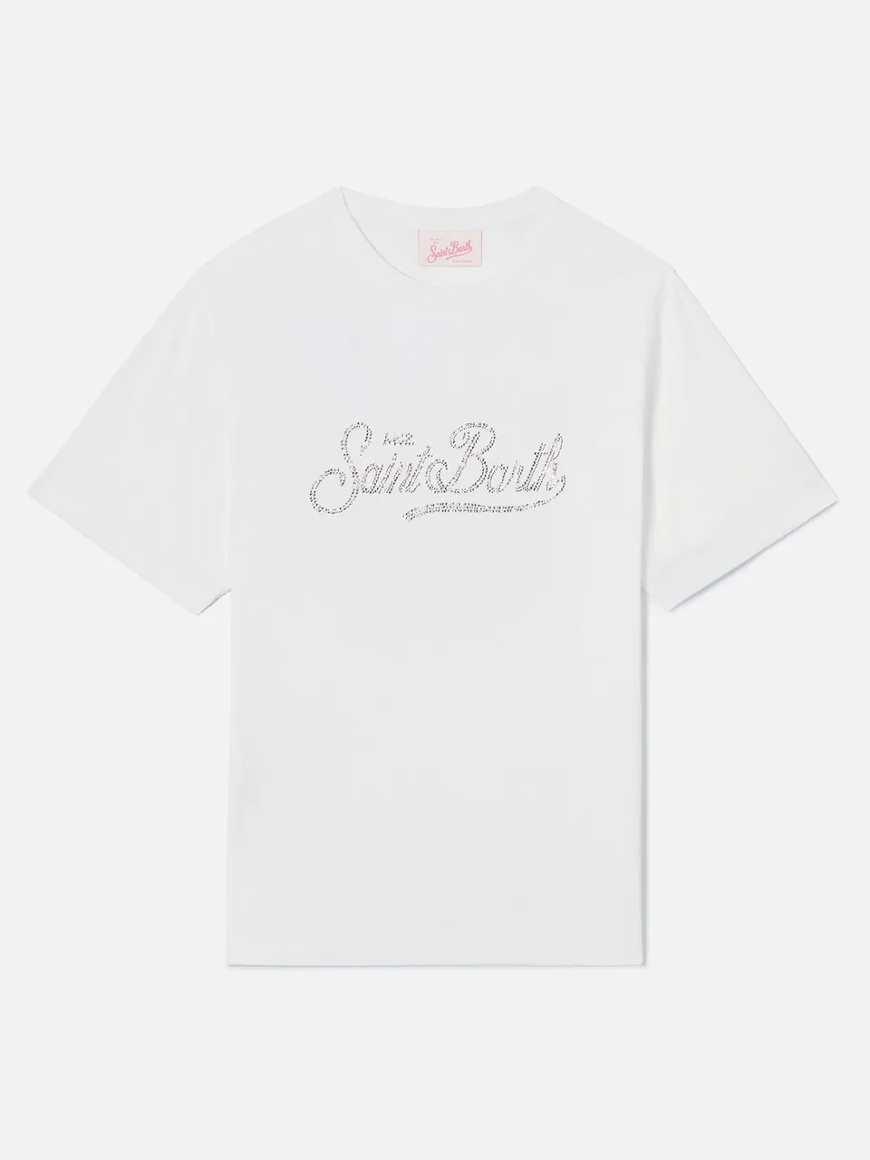 mc2-saint-barth-t-shirt-emilie-donna-bianca-logo-strass image 1