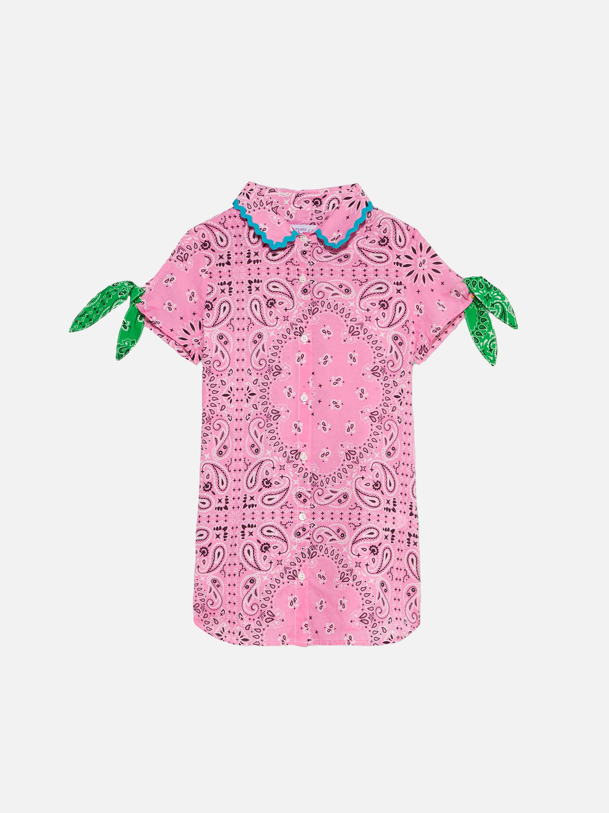 mc2-saint-barth-abito-chemisier-bambina-stampa-bandana-rosa-cotone image 2