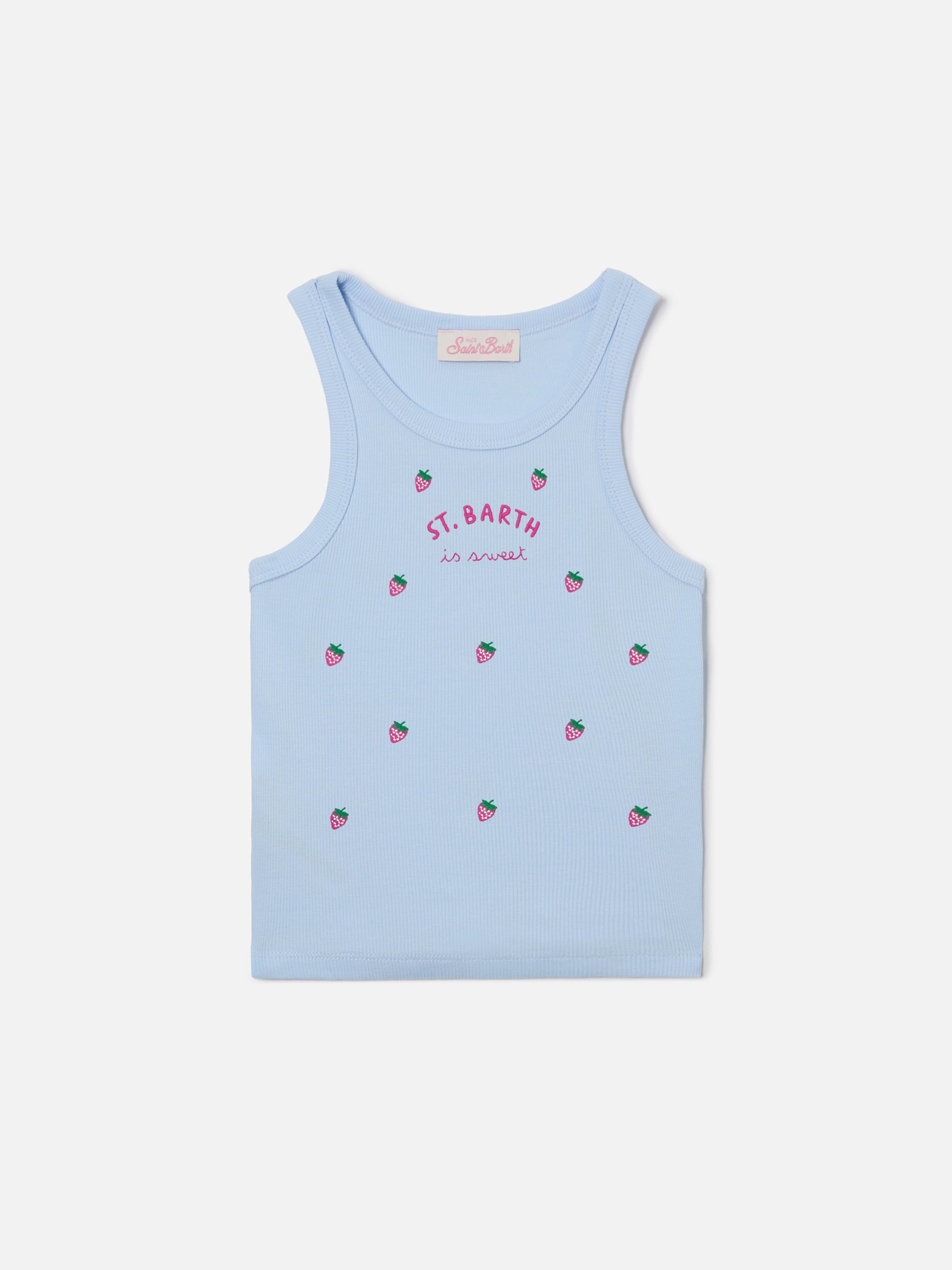 mc2-saint-barth-top-blue-jr-azzurro-con-ricami-st-barth-is-sweet-e-fragole image 1